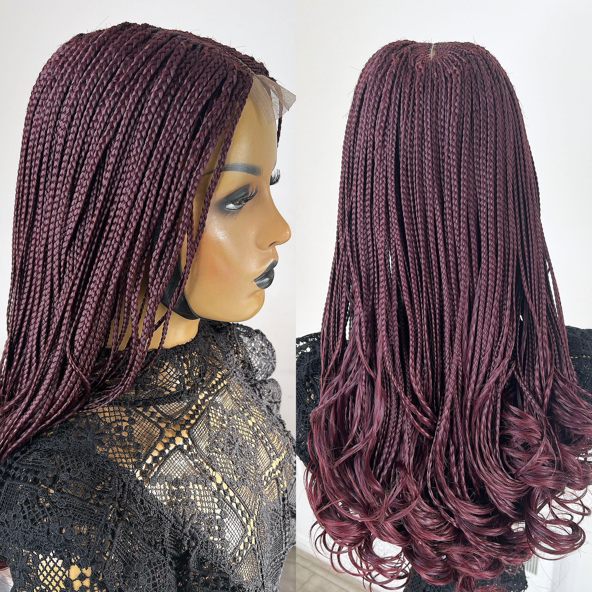 Cornrow Box Braided Wig - Wine