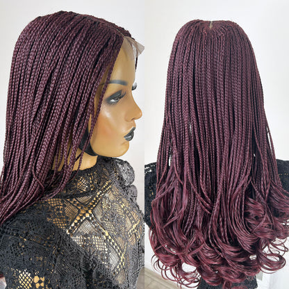 Cornrow Box Braided Wig - Wine - UniqueBraidedWigs