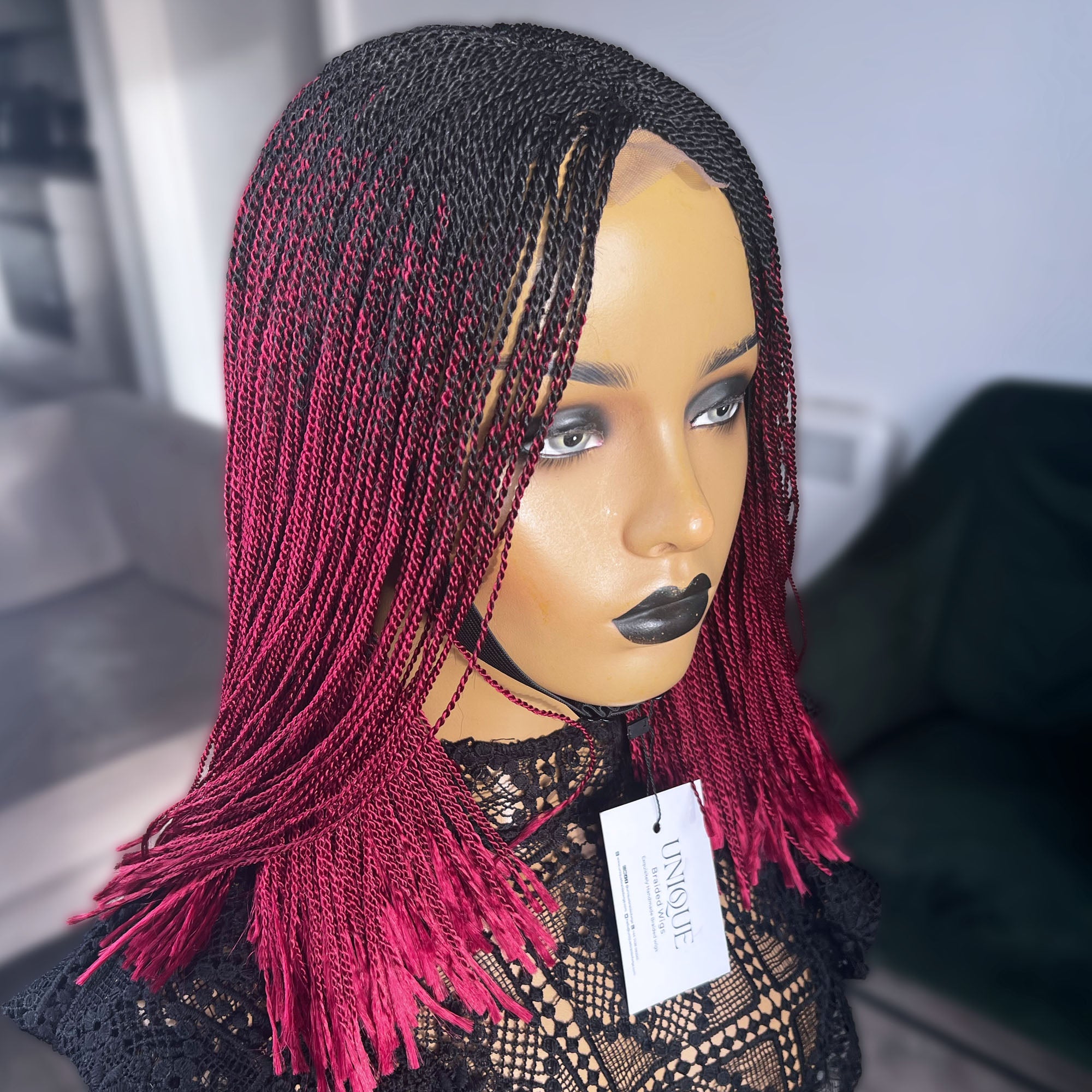 Short Micro Senegalese Twists - #1b/Burgundy Ombre