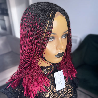 Short Micro Senegalese Twists - #1b/Burgundy Ombre