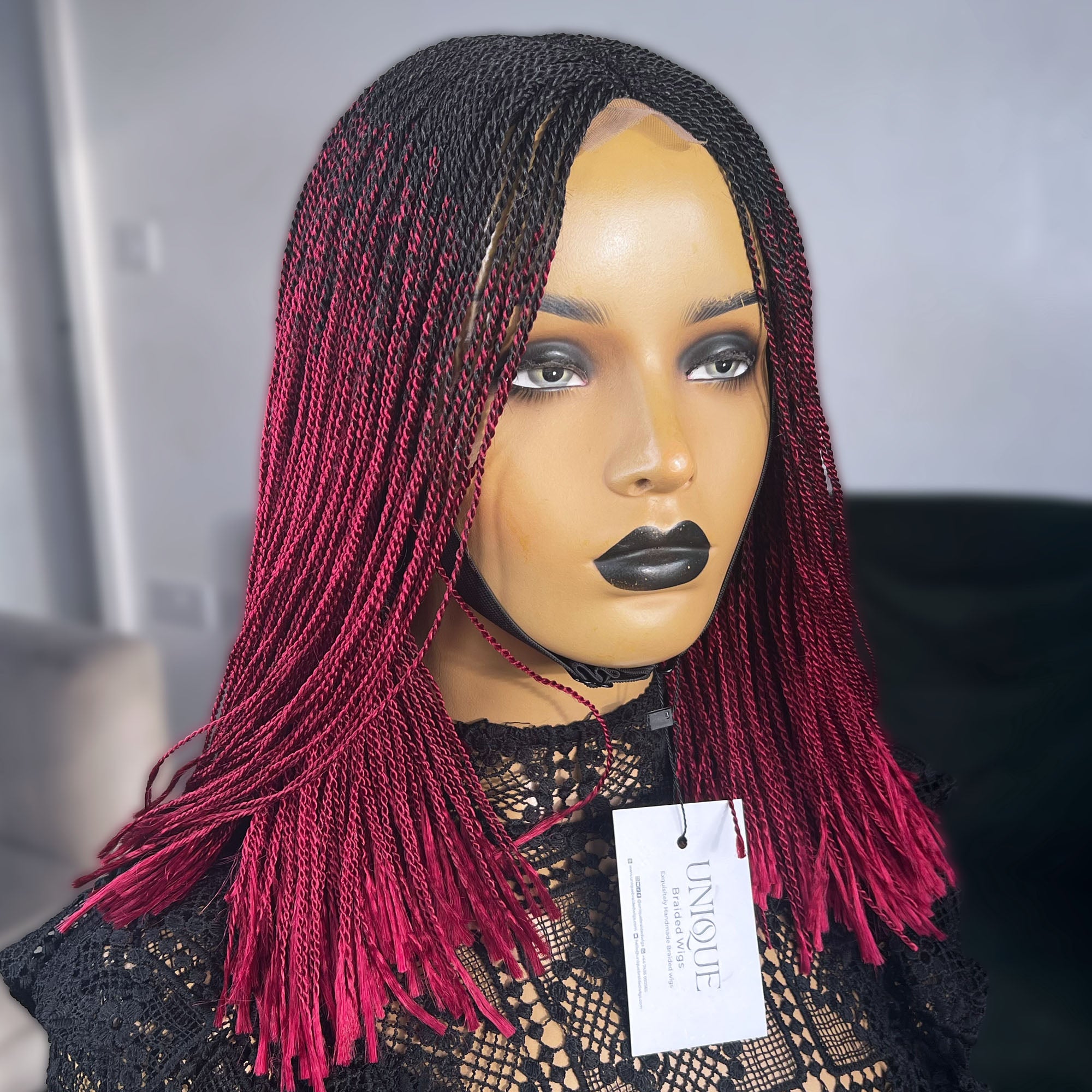 Short Micro Senegalese Twists - #1b/Burgundy Ombre