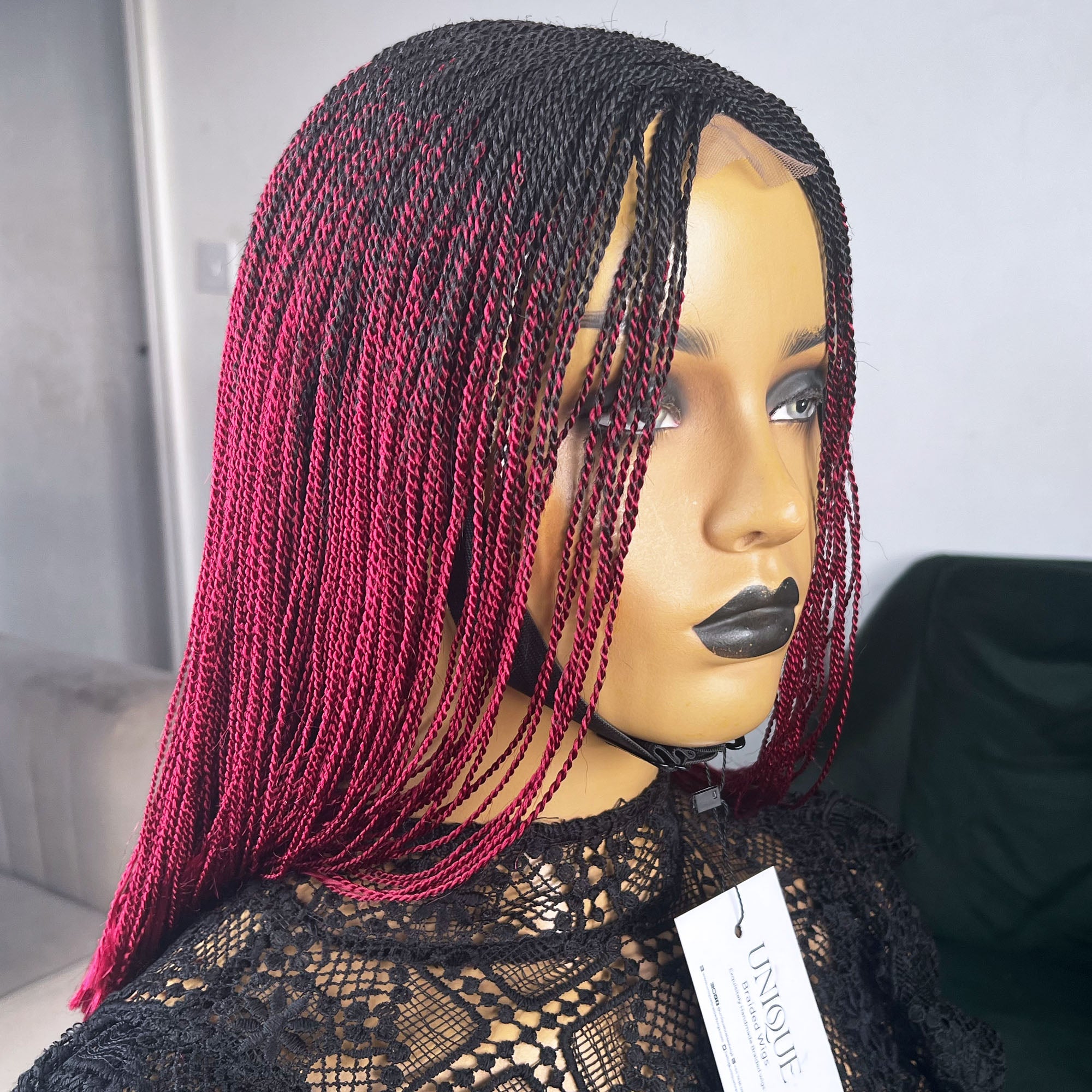 Short Micro Senegalese Twists - #1b/Burgundy Ombre