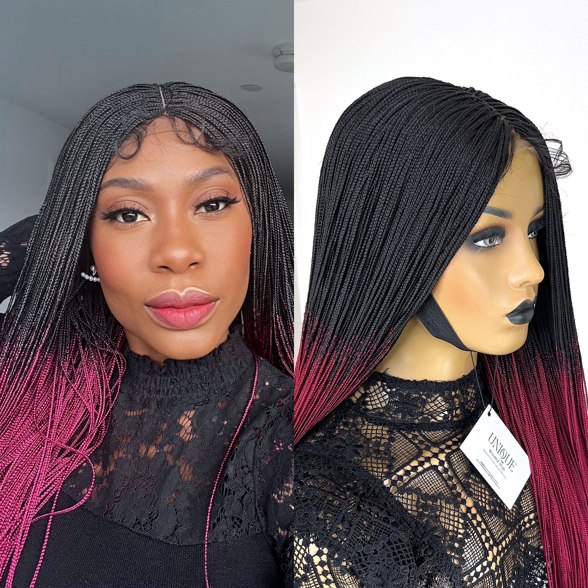 Unique Micro Box Braided Wig - #1b/BG Ombre