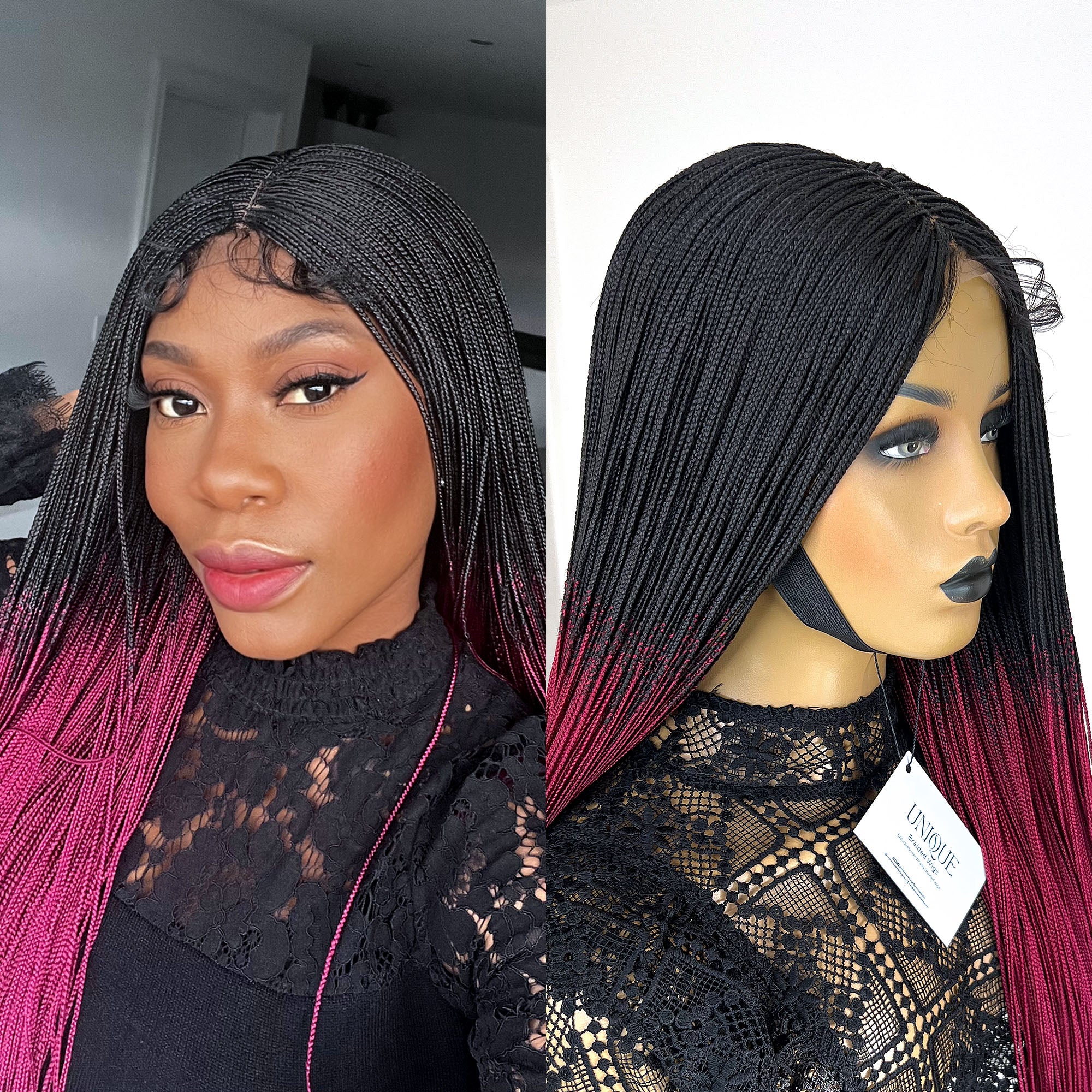 Unique Micro Box Braided Wig - #1b/BG Ombre