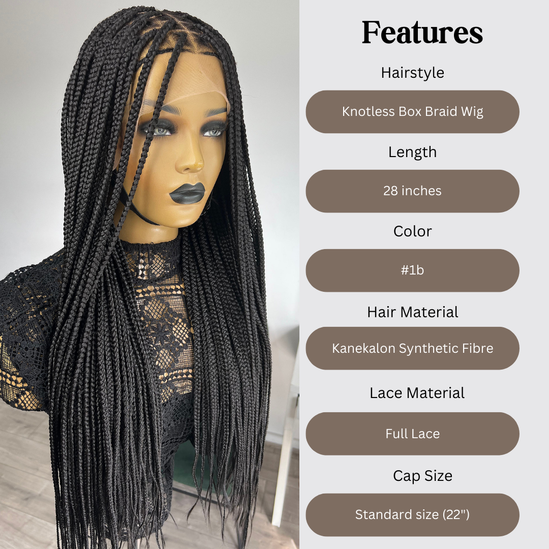 Full Lace Knotless Braids - Elle - UniqueBraidedWigs