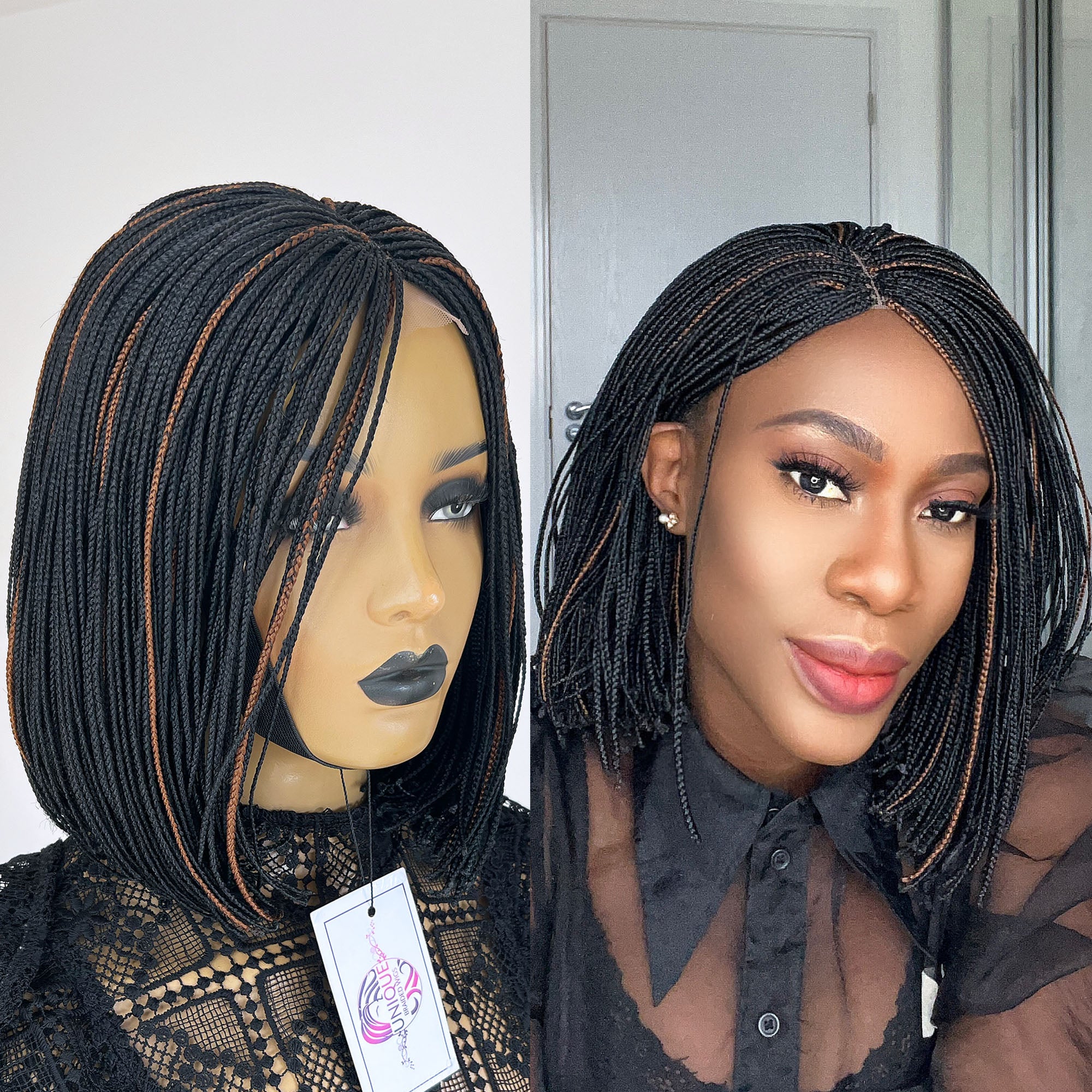 Micro Bob Braided Wig - #1/30 highlights - UniqueBraidedWigs