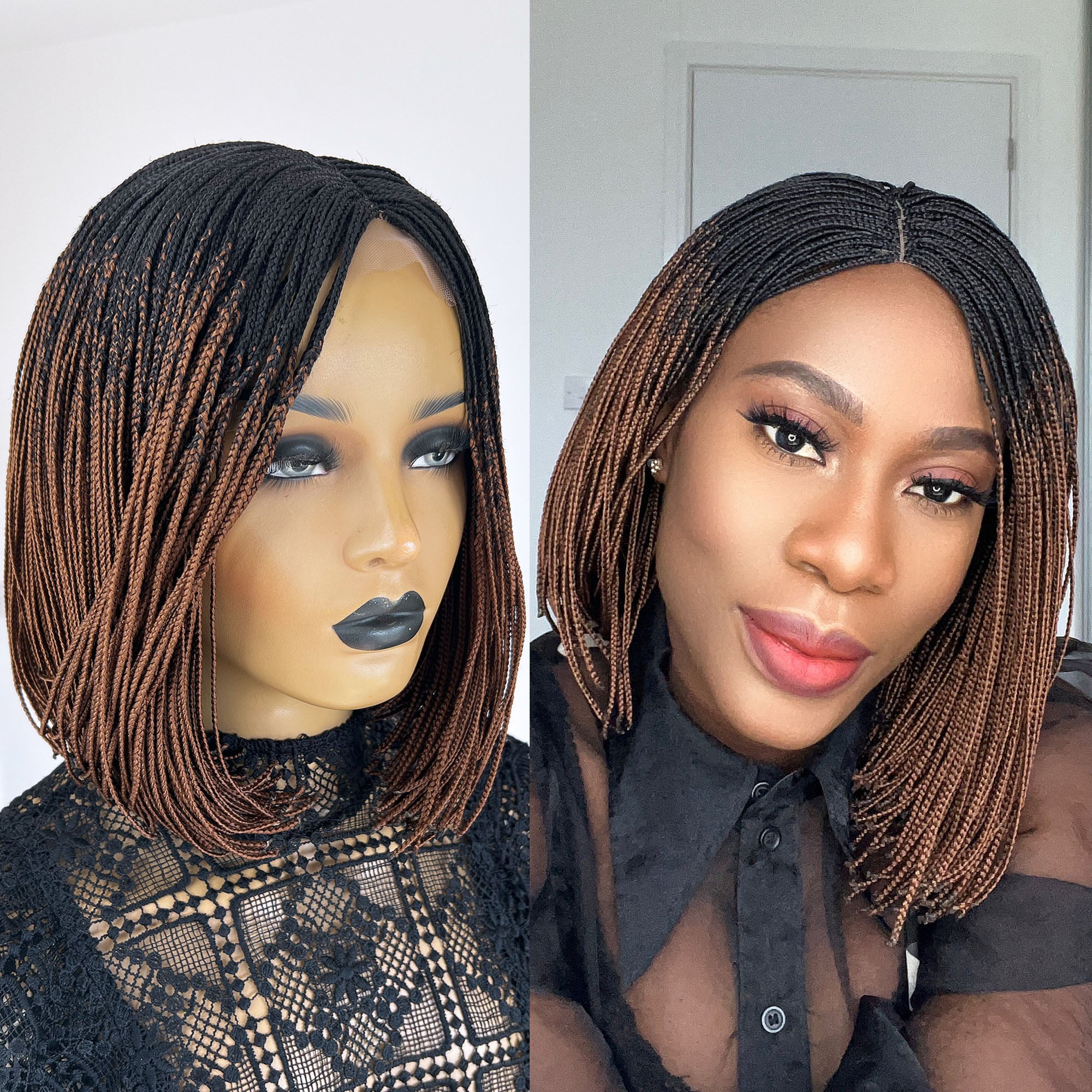 Edna Micro Box Braids - #1b/30 ombre - UniqueBraidedWigs