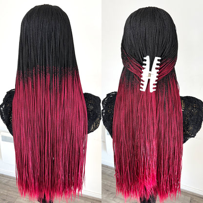 Unique Micro Box Braided Wig - #1b/BG Ombre - UniqueBraidedWigs