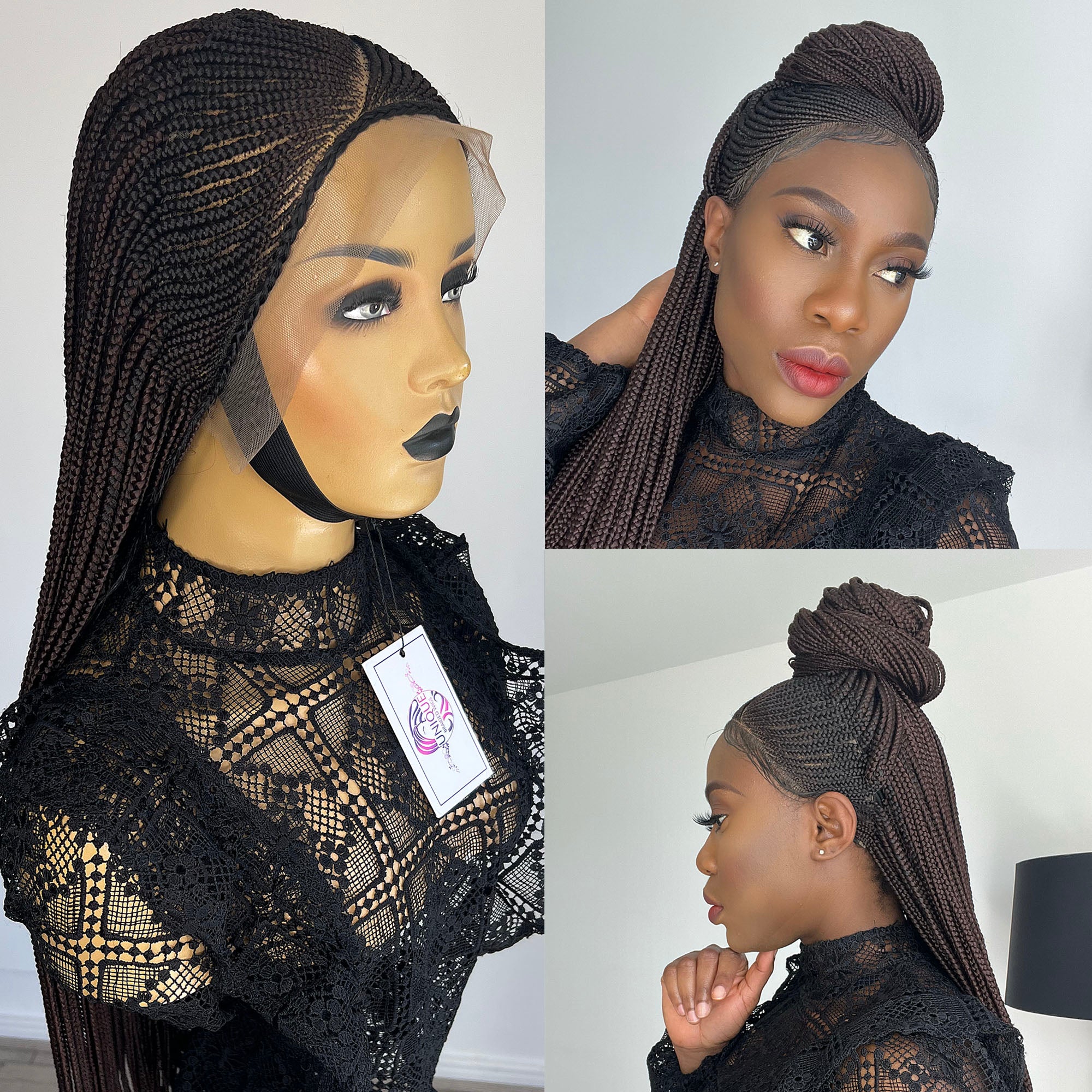 Lace Front Cornrow Braids Wig - Nedra