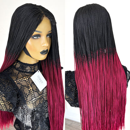 Unique Micro Box Braided Wig - #1b/BG Ombre - UniqueBraidedWigs