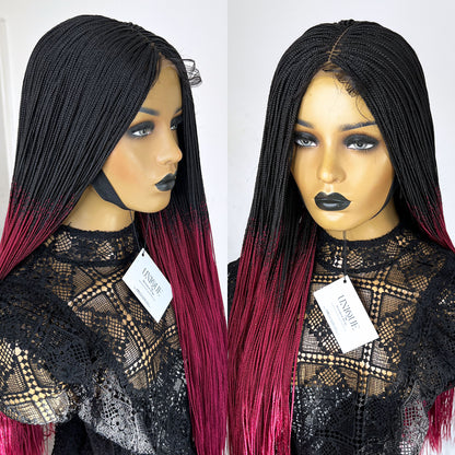 Unique Micro Box Braided Wig - #1b/BG Ombre - UniqueBraidedWigs