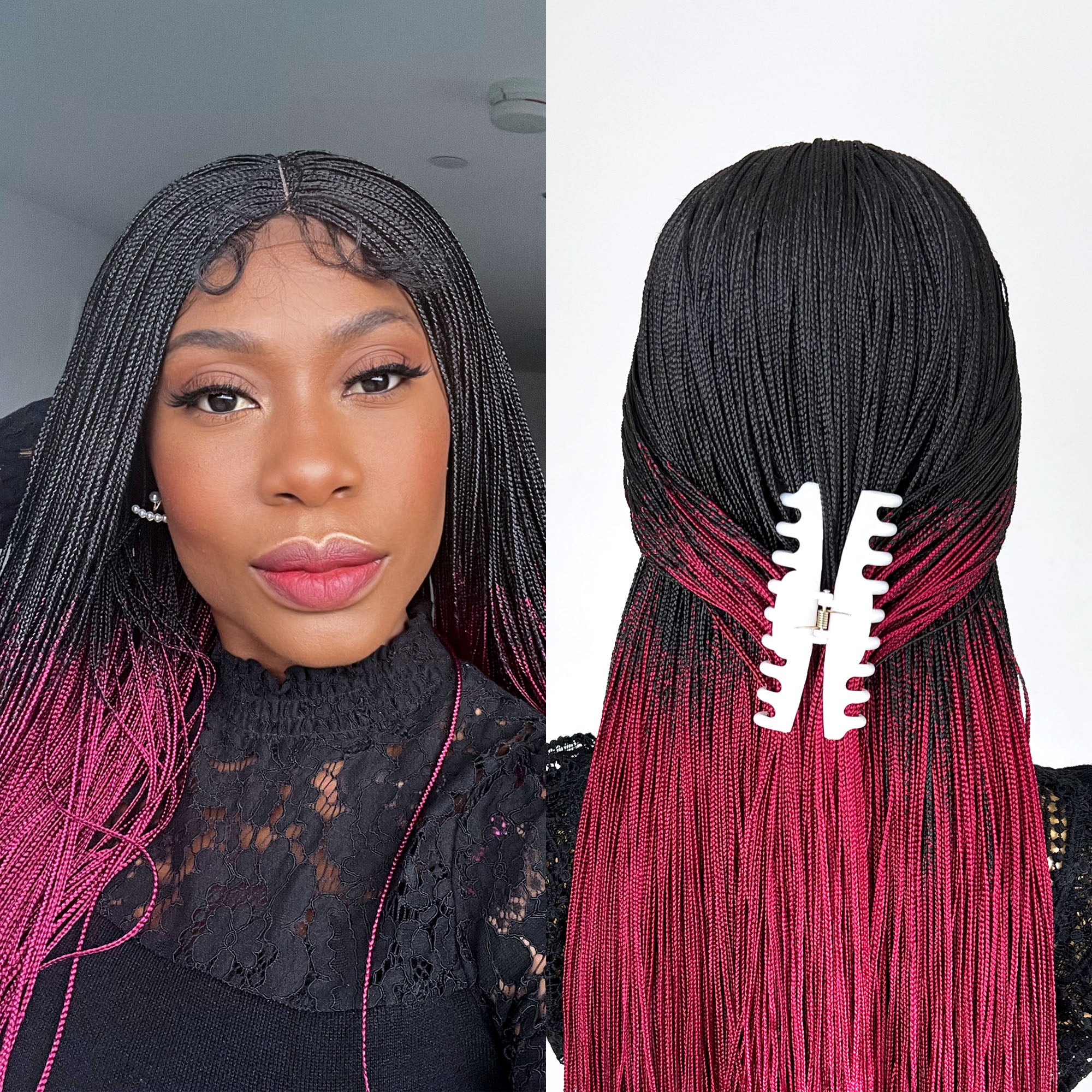 Unique Micro Box Braided Wig - #1b/BG Ombre - UniqueBraidedWigs