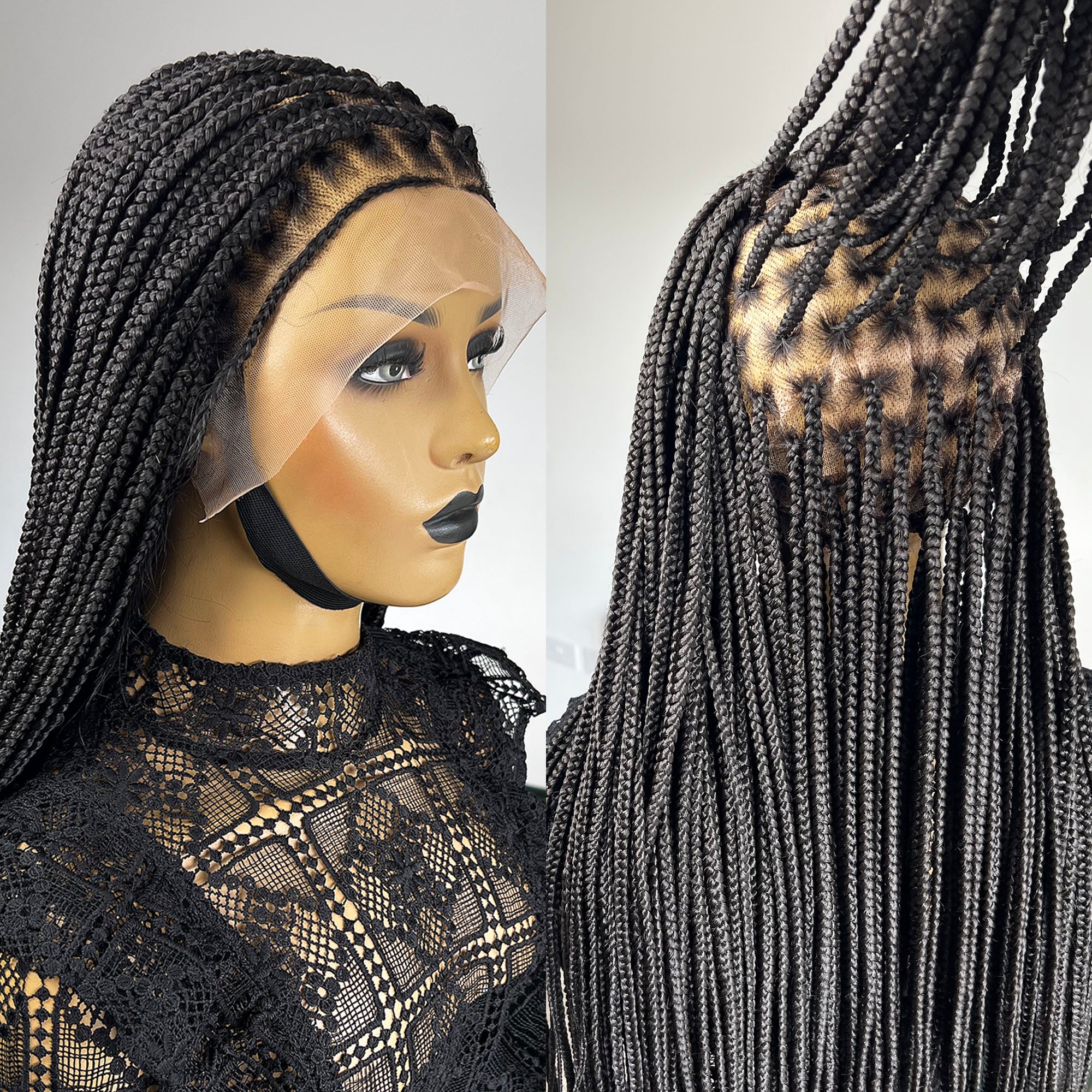 Unique Full Lace Knotless Braids Wig - #1b - UniqueBraidedWigs