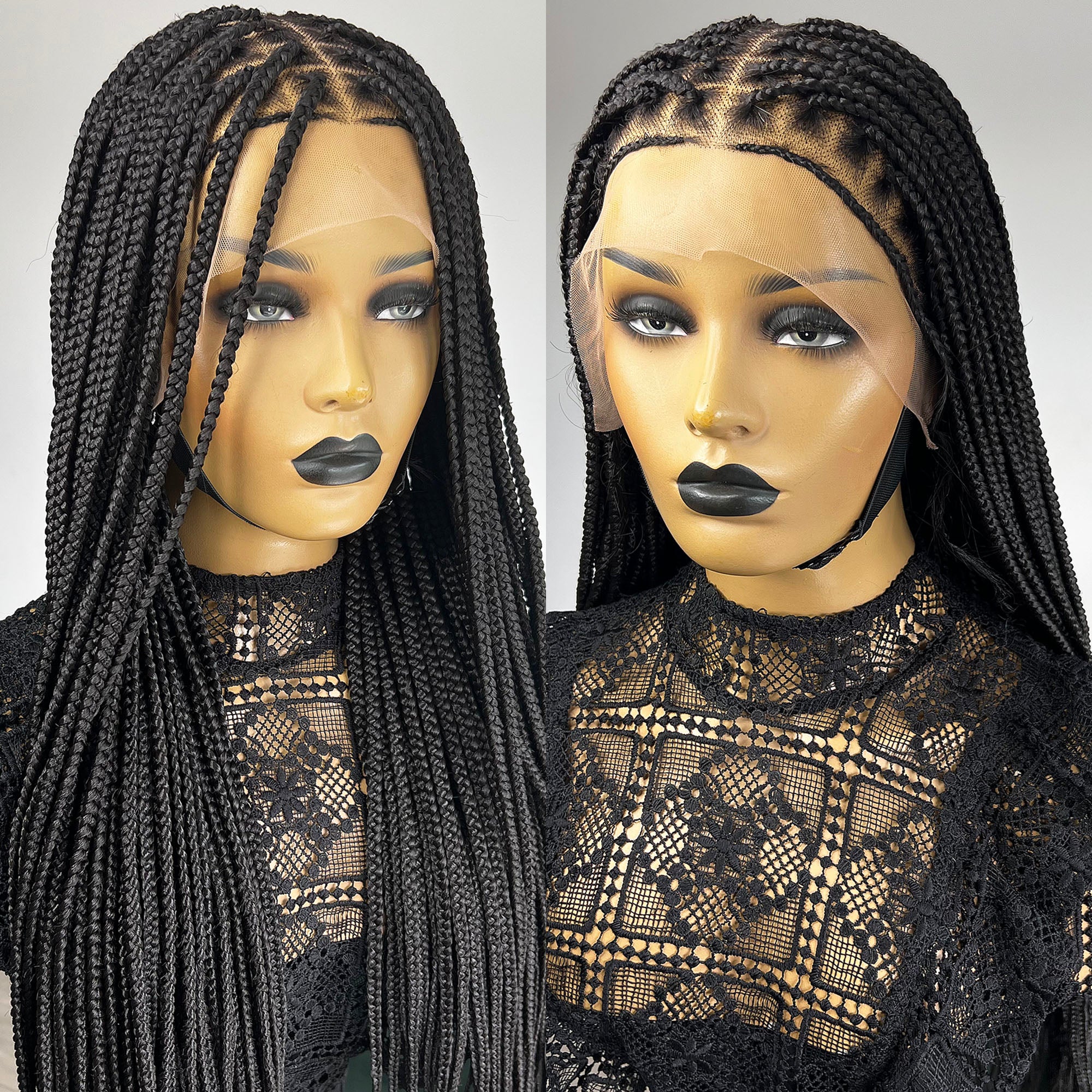 Unique Full Lace Knotless Braids Wig - #1b