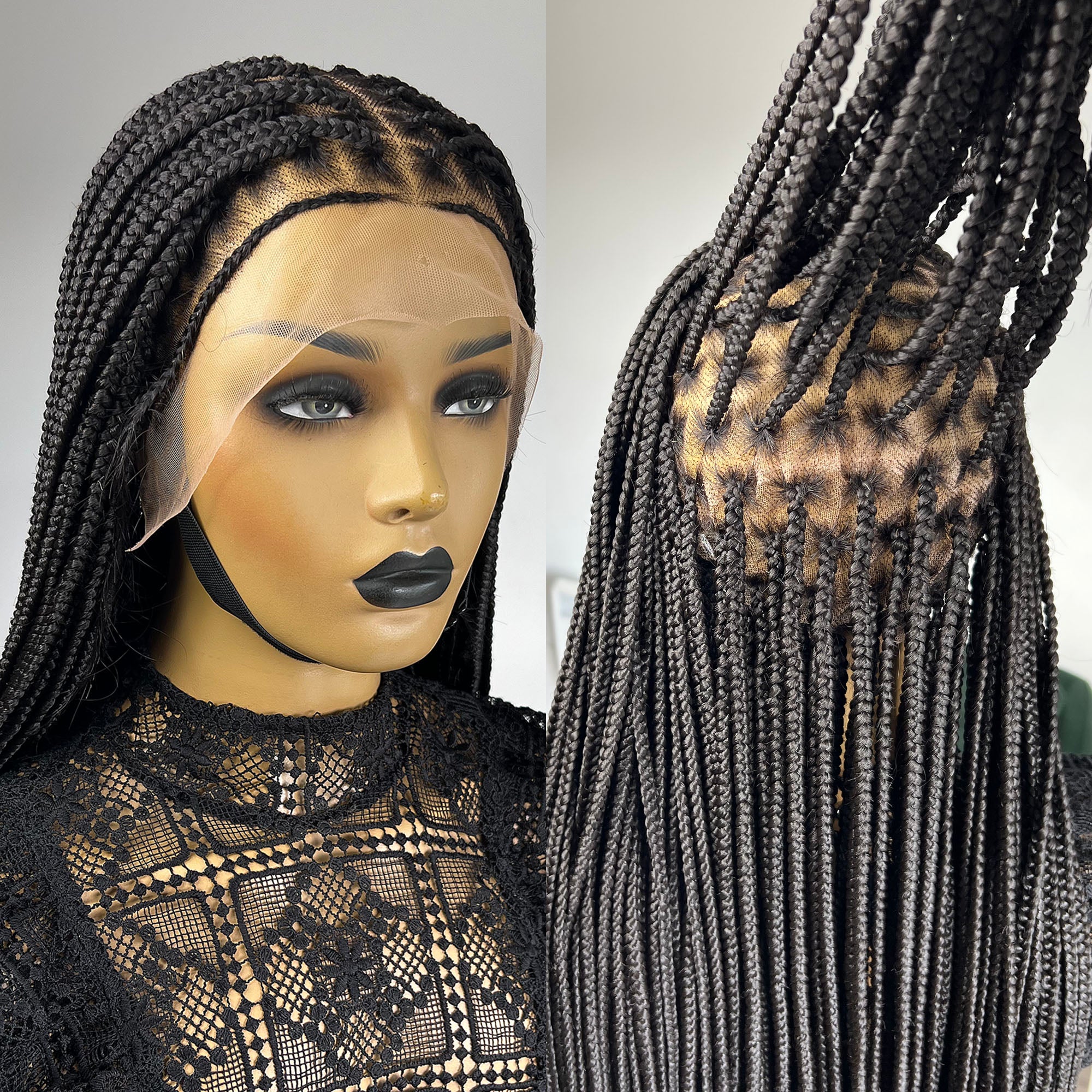 Unique Full Lace Knotless Braids Wig - #1b