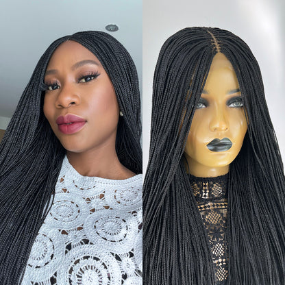 Unique Micro Box Braided Wig - #1b - UniqueBraidedWigs