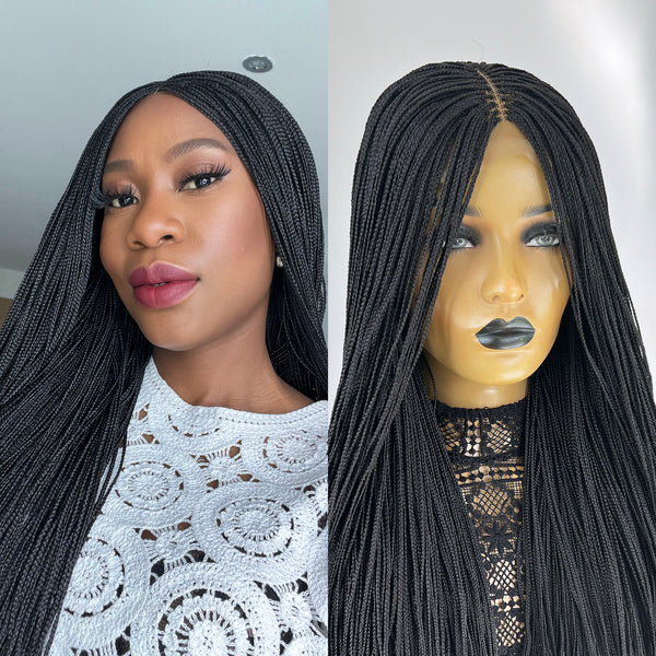 Unique Micro Box Braid Wig - #1b – UniqueBraidedWigs