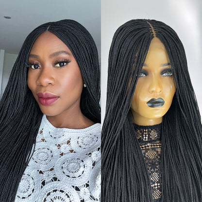 Unique Micro Box Braided Wig - #1b - UniqueBraidedWigs