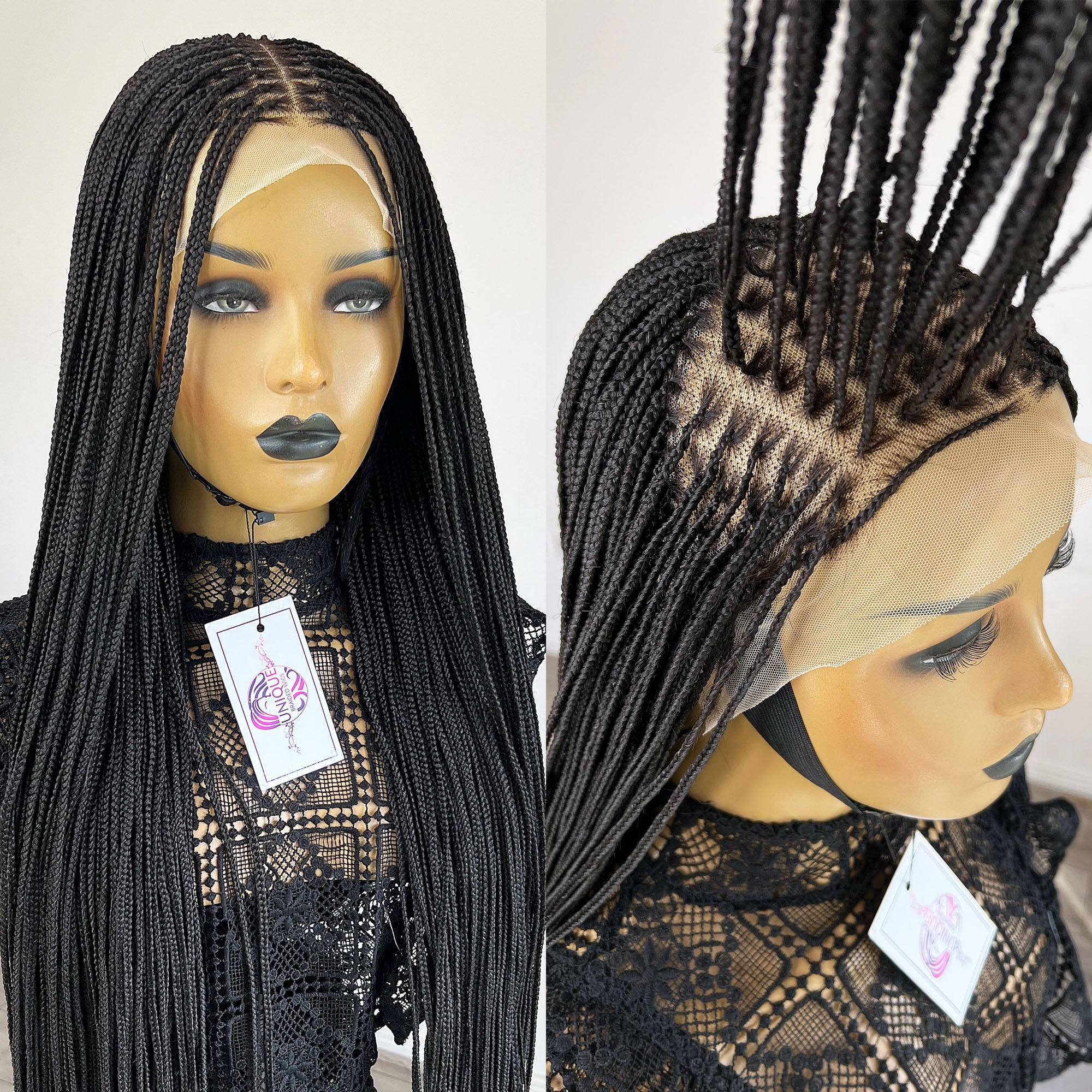 Unique Small Knotless Braids Wig - #1b