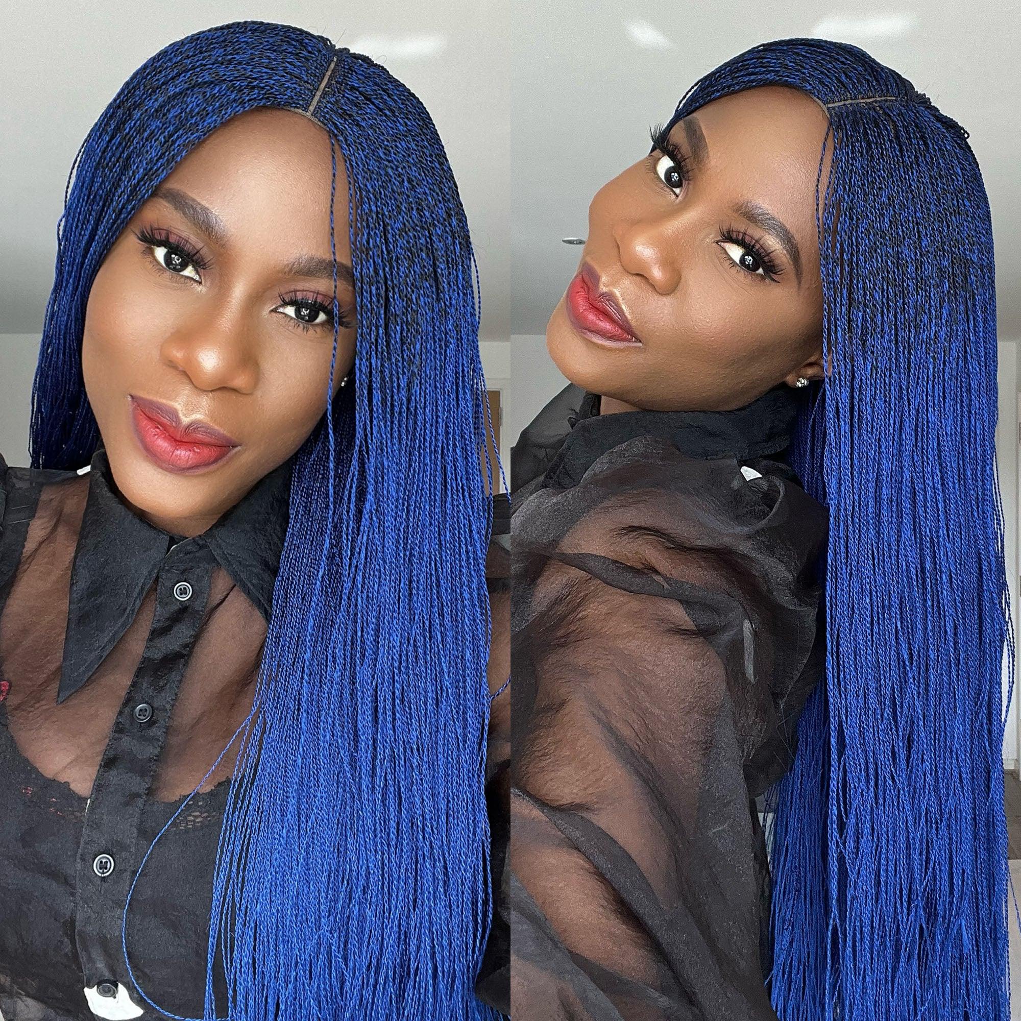 Blue shops Twisted Micro Braids Wig