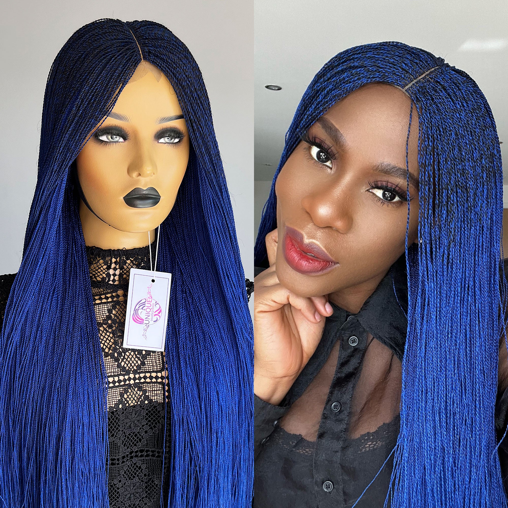 Unique Needle Senegalese Twists Wig - Blue - UniqueBraidedWigs