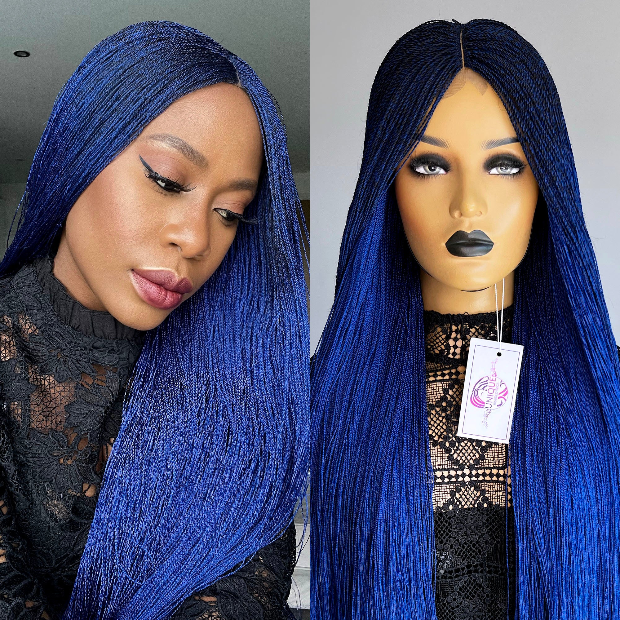 Unique Needle Senegalese Twists Wig - Blue - UniqueBraidedWigs