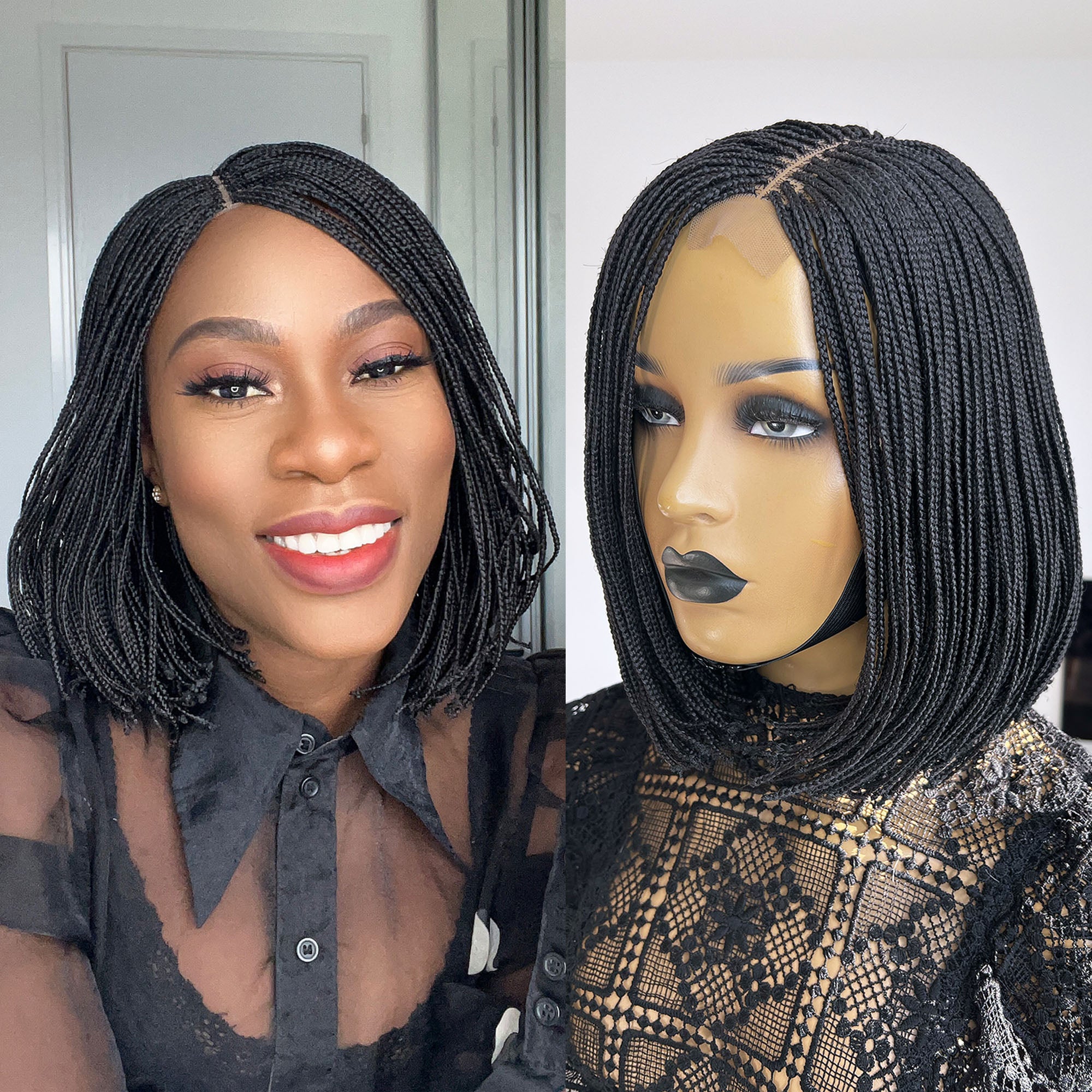 Edna Micro Box Braids - Color 1b - UniqueBraidedWigs