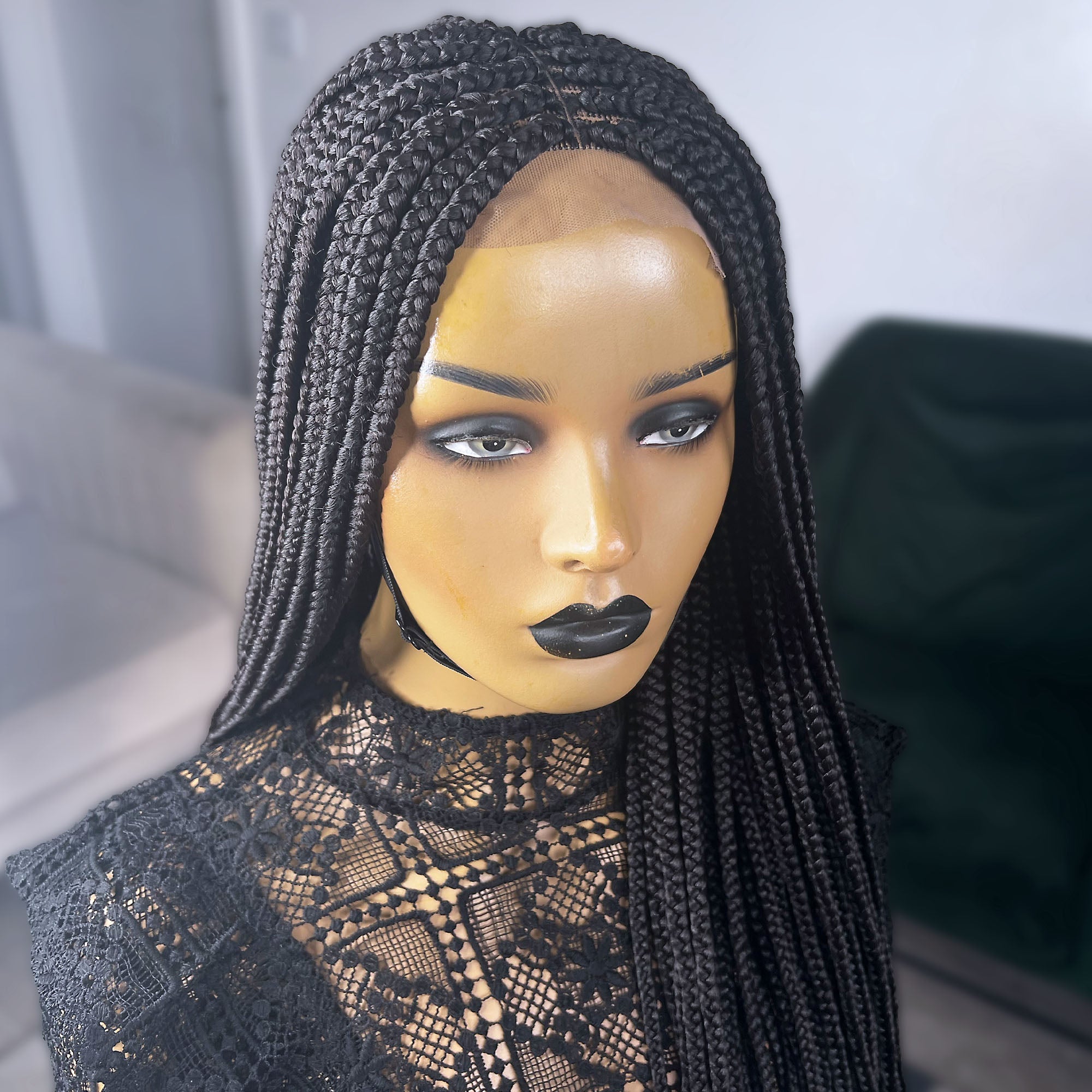 Medium Box Braided Wig - 1b