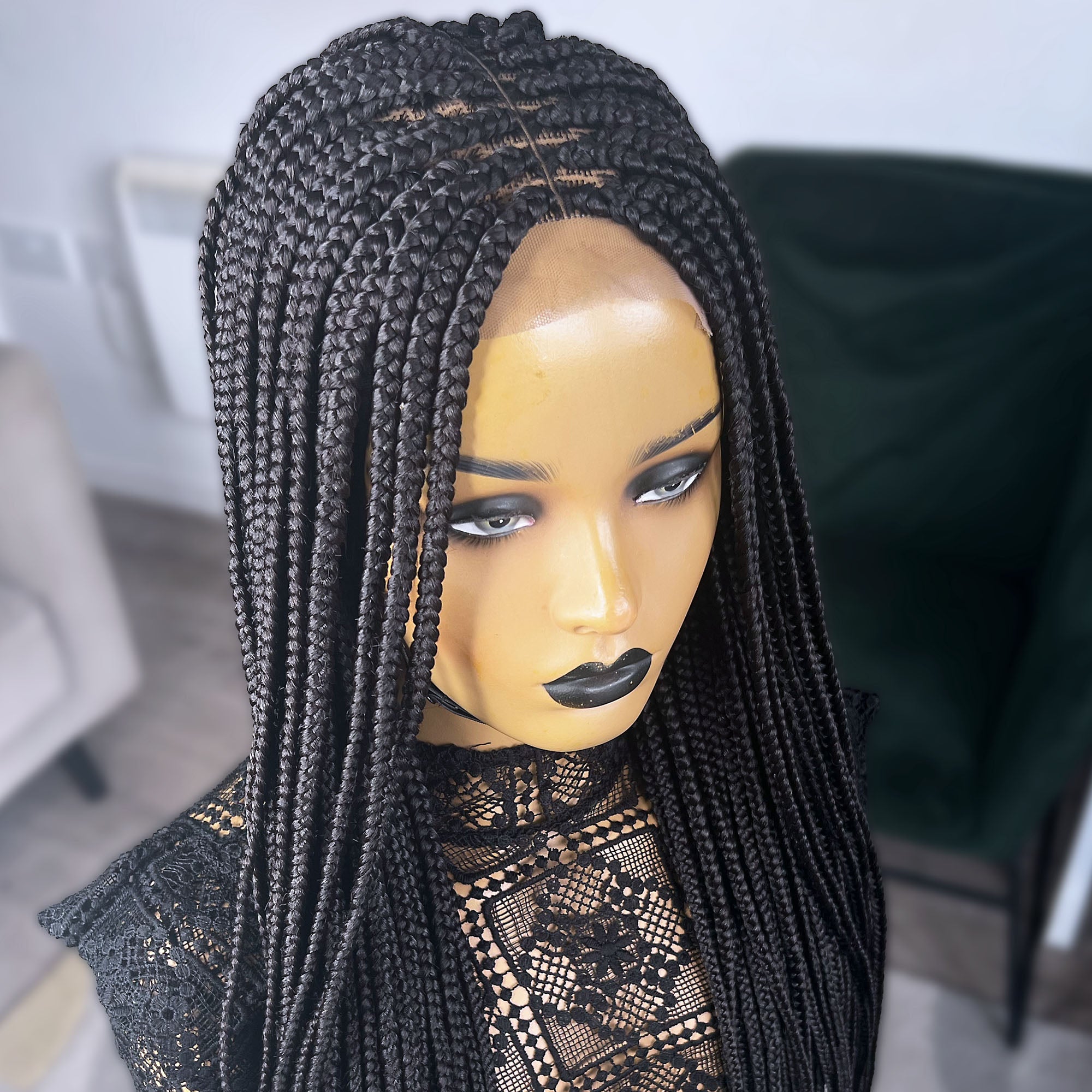 Medium Box Braided Wig - 1b