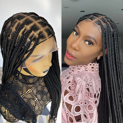 Unique Full Lace Medium Knotless Braid Wig - #1b - UniqueBraidedWigs