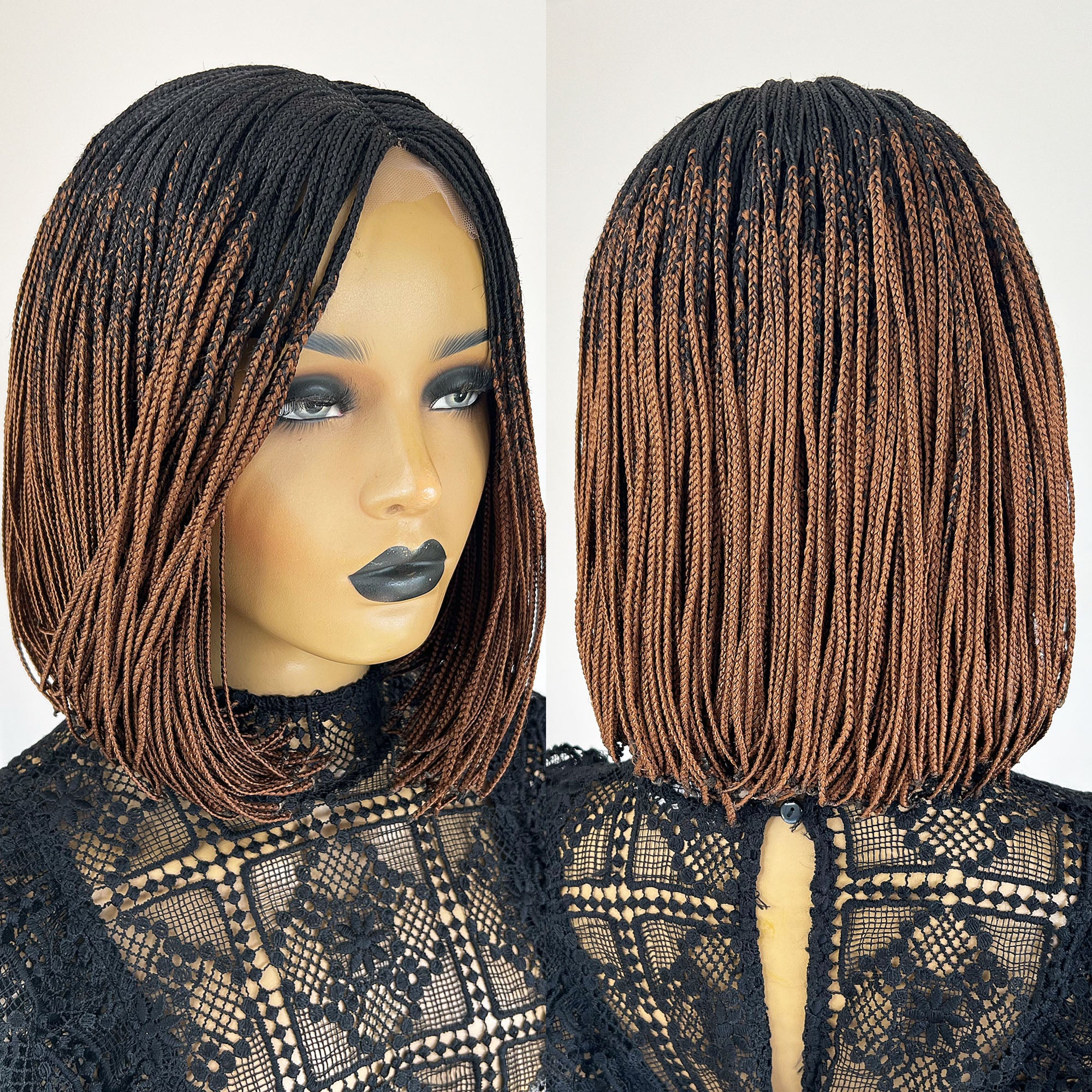 Micro Box Braided Wig- #1b/30 ombre - UniqueBraidedWigs