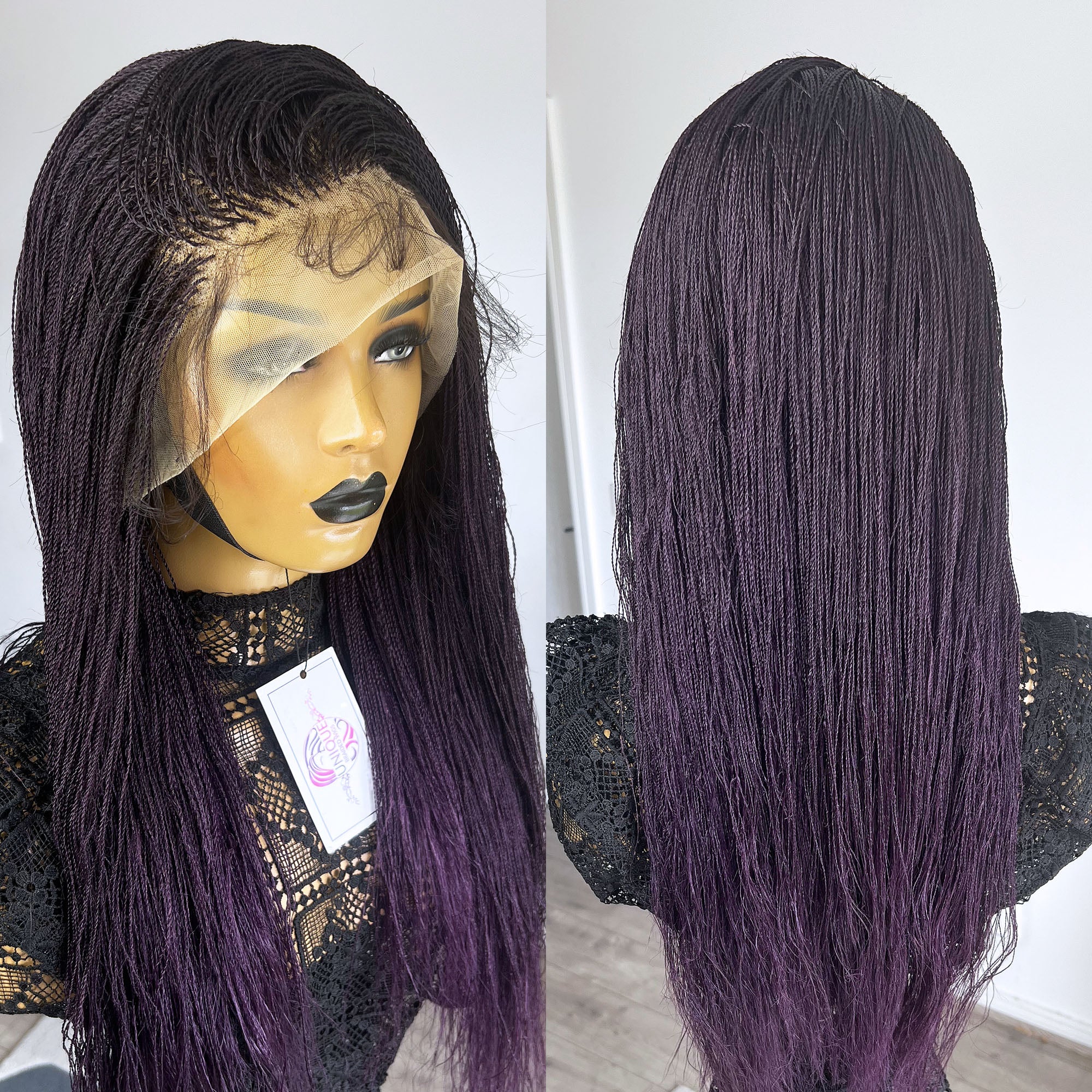 Lace Front Micro Senegalese Twists Braided Wig - Belle - UniqueBraidedWigs