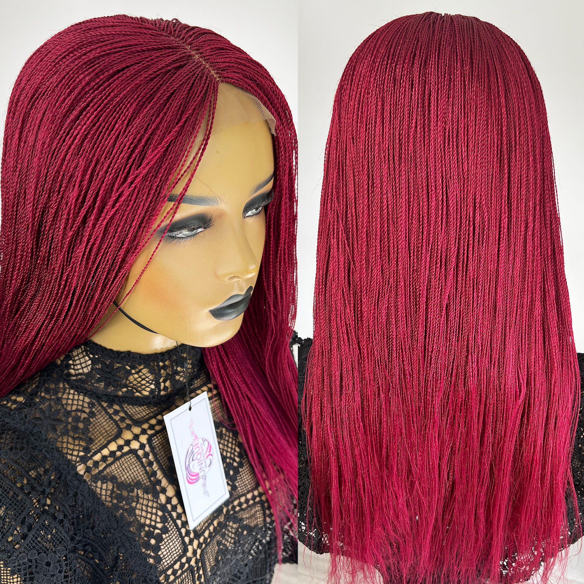 Micro Needle Senegalese Twists - Burgundy - UniqueBraidedWigs