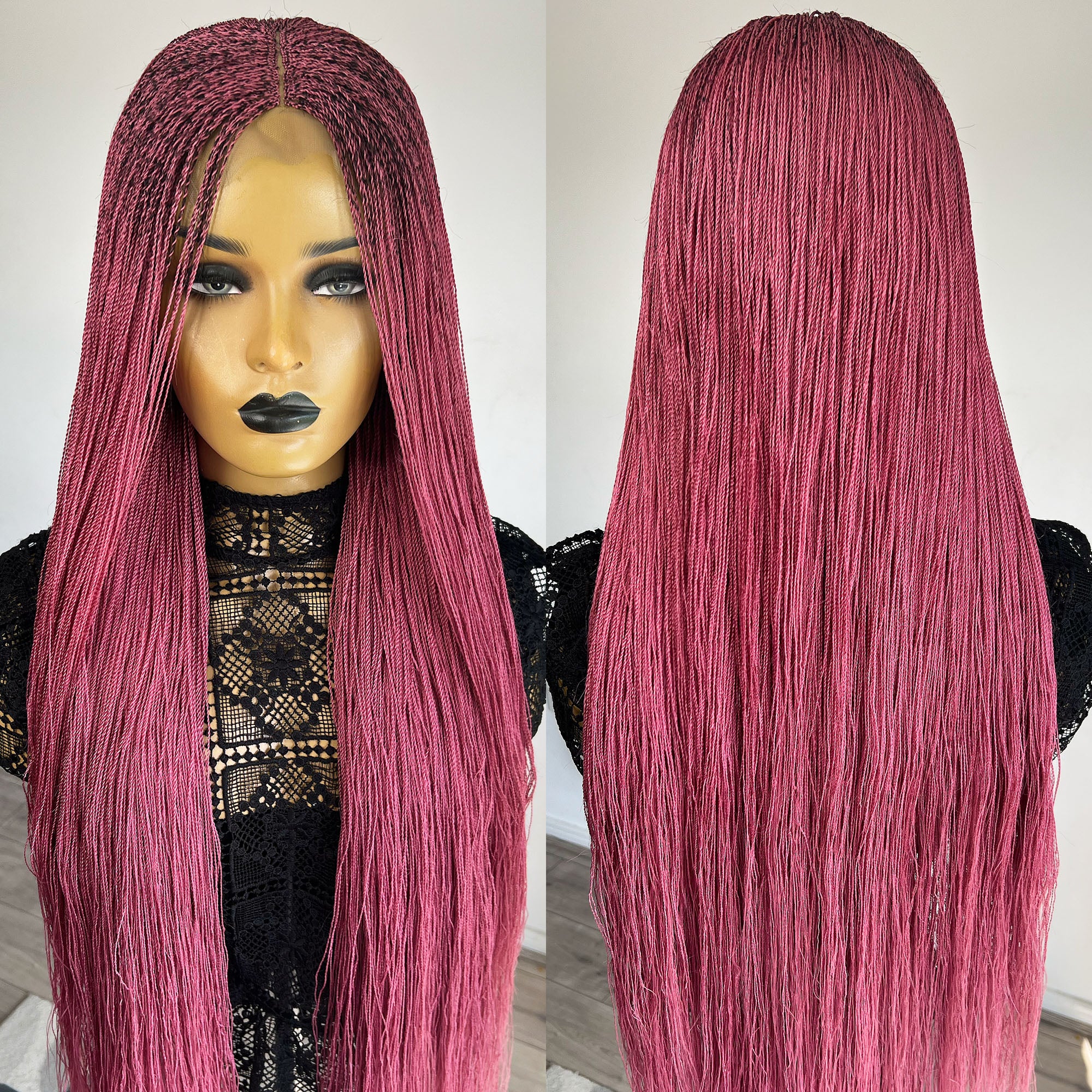 Unique Micro Needle Senegalese Twists Braid Wig - Pinkberry - UniqueBraidedWigs