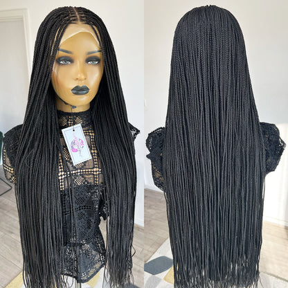 Unique Small Knotless Braids Wig - #1b