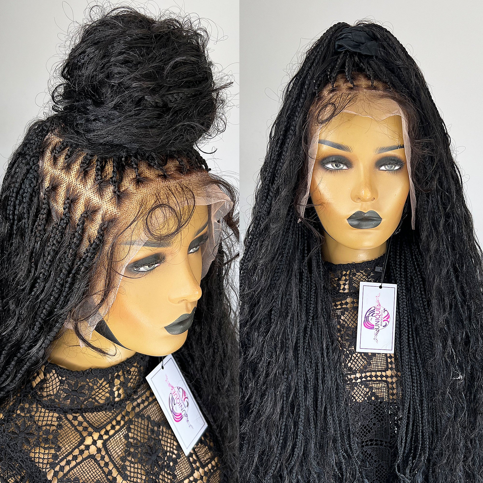 Short Curly Box Braid Lace Front Wig Boho Braids Wigs With Curly