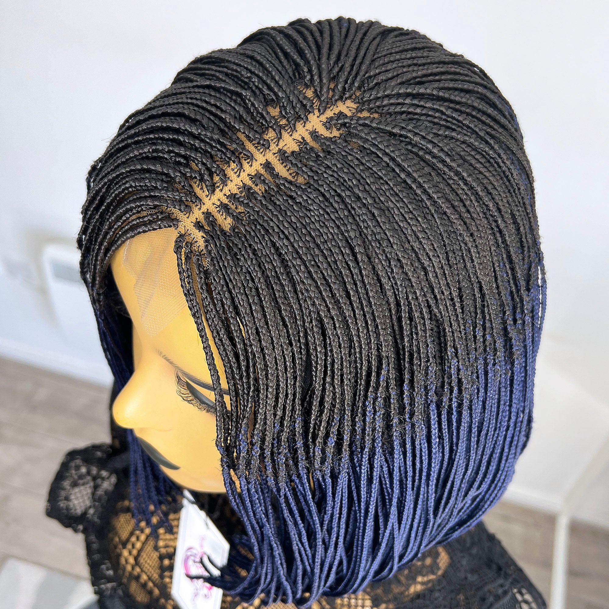 Edna Micro Box Braids - #1b/Blue Ombre - UniqueBraidedWigs