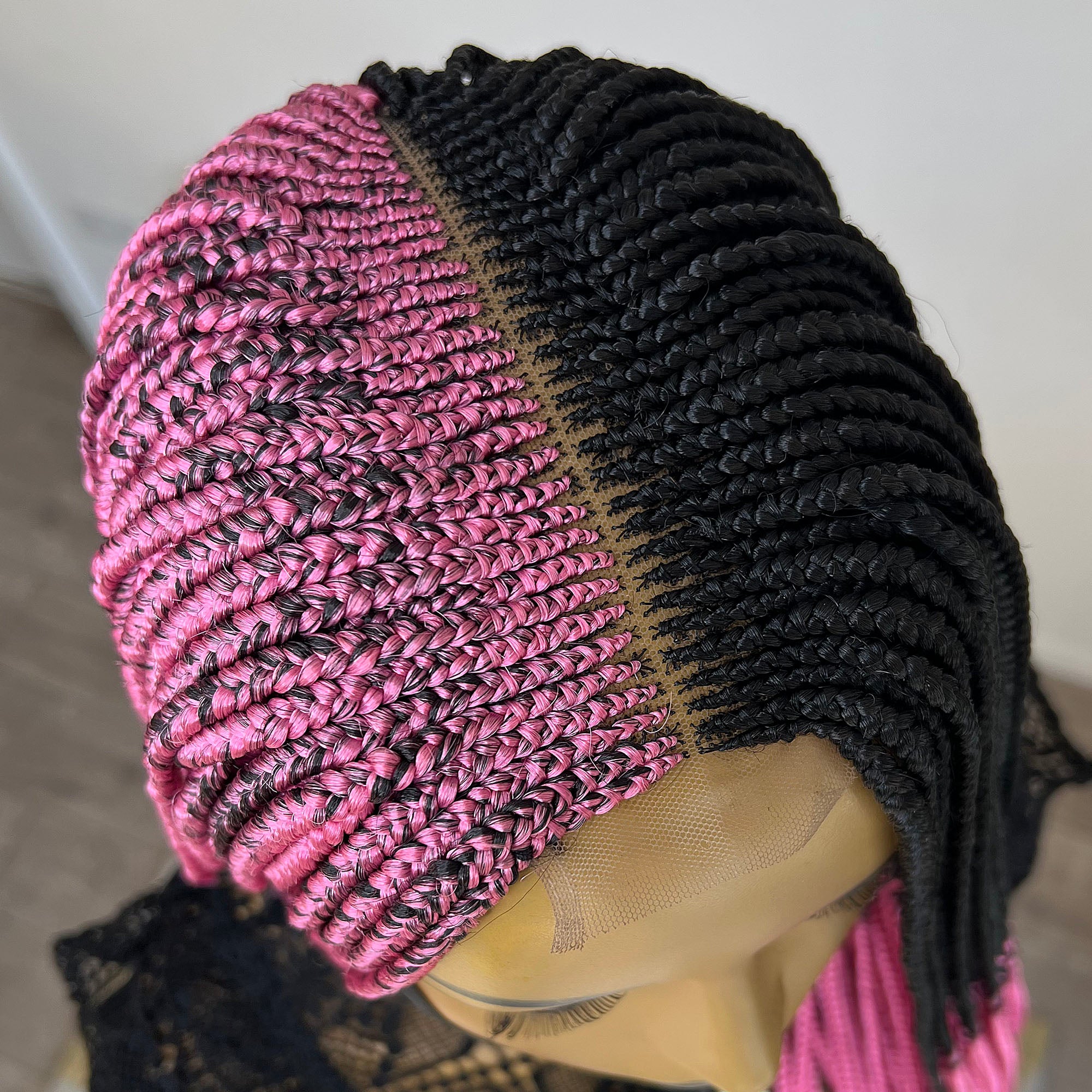 Reverse Ombre Cornrow Braids Wig - Ash