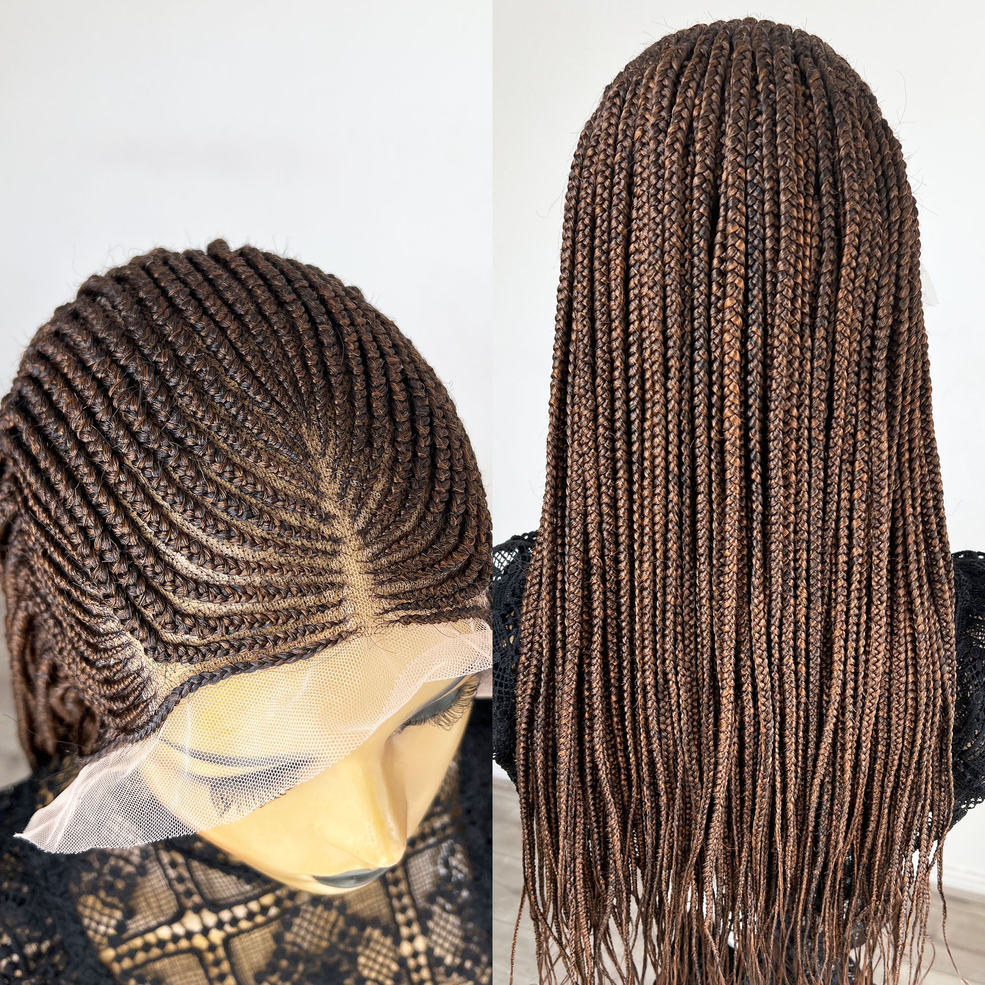 Lace Front Cornrow Braid Wig - #2/30 blend (ready to ship) - UniqueBraidedWigs