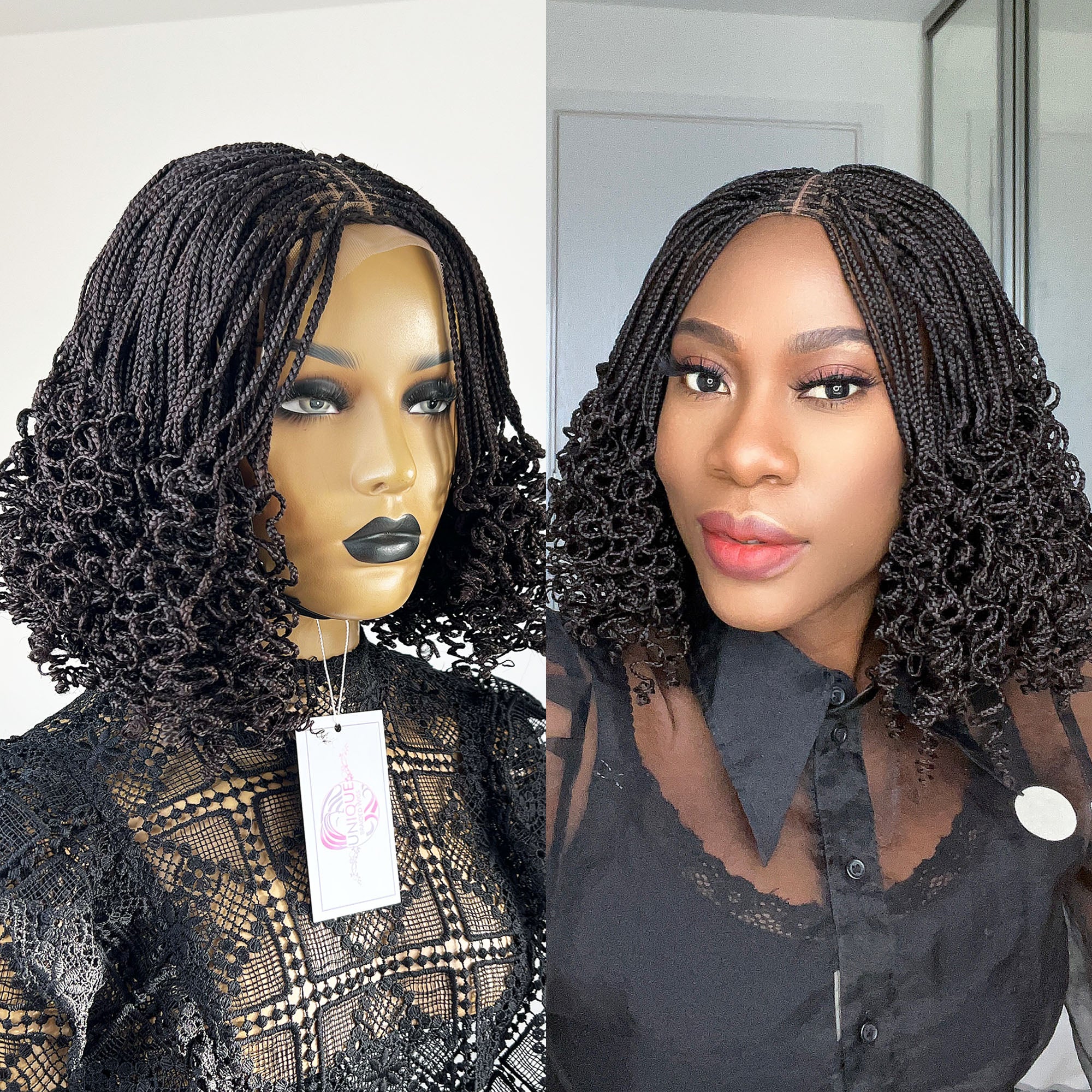 Knotless Box Braids with Curls - Maria - UniqueBraidedWigs