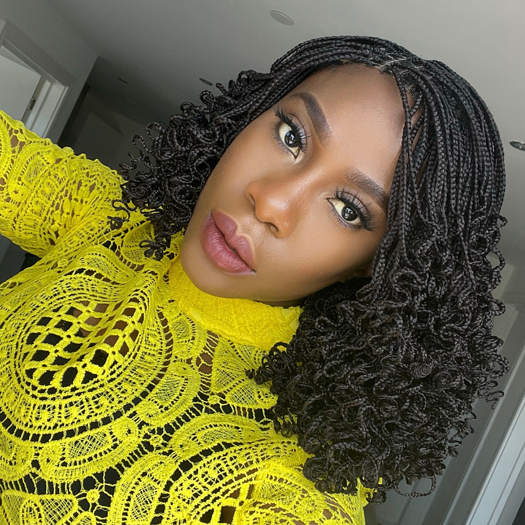 Knotless Box Braids with Curls - Maria - UniqueBraidedWigs