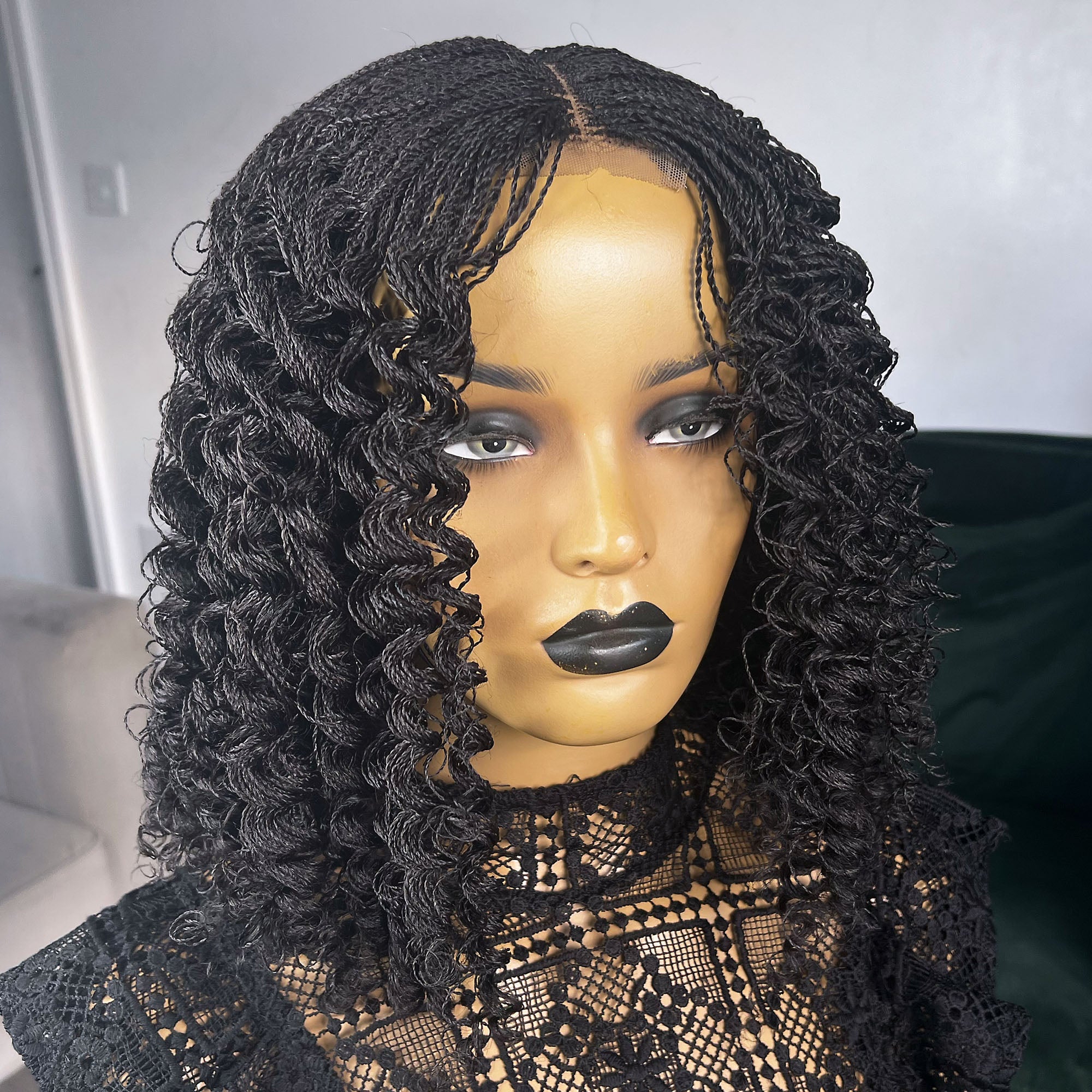 Micro Senegalese Twists with Curls - Color 1b