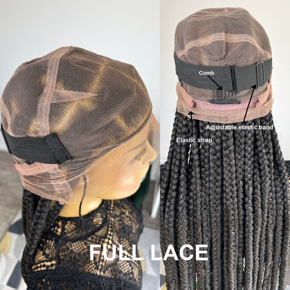 Unique Full Lace Knotless Braids Wig - #1b