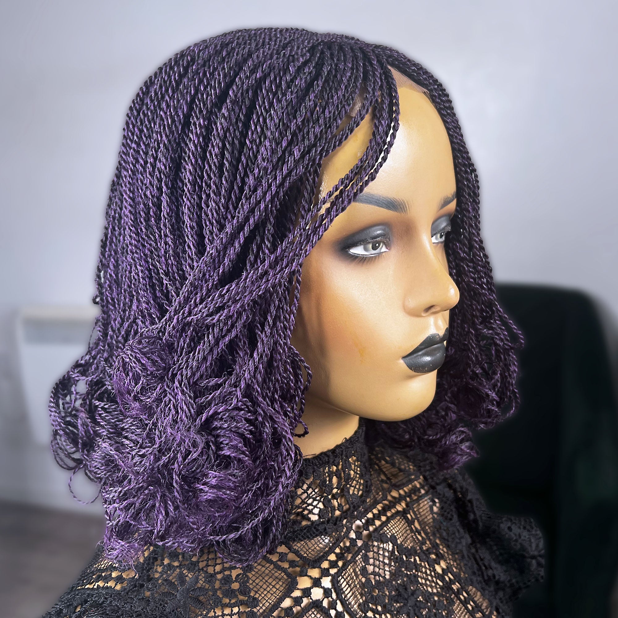 Dark Purple Kinky Twists with Curls