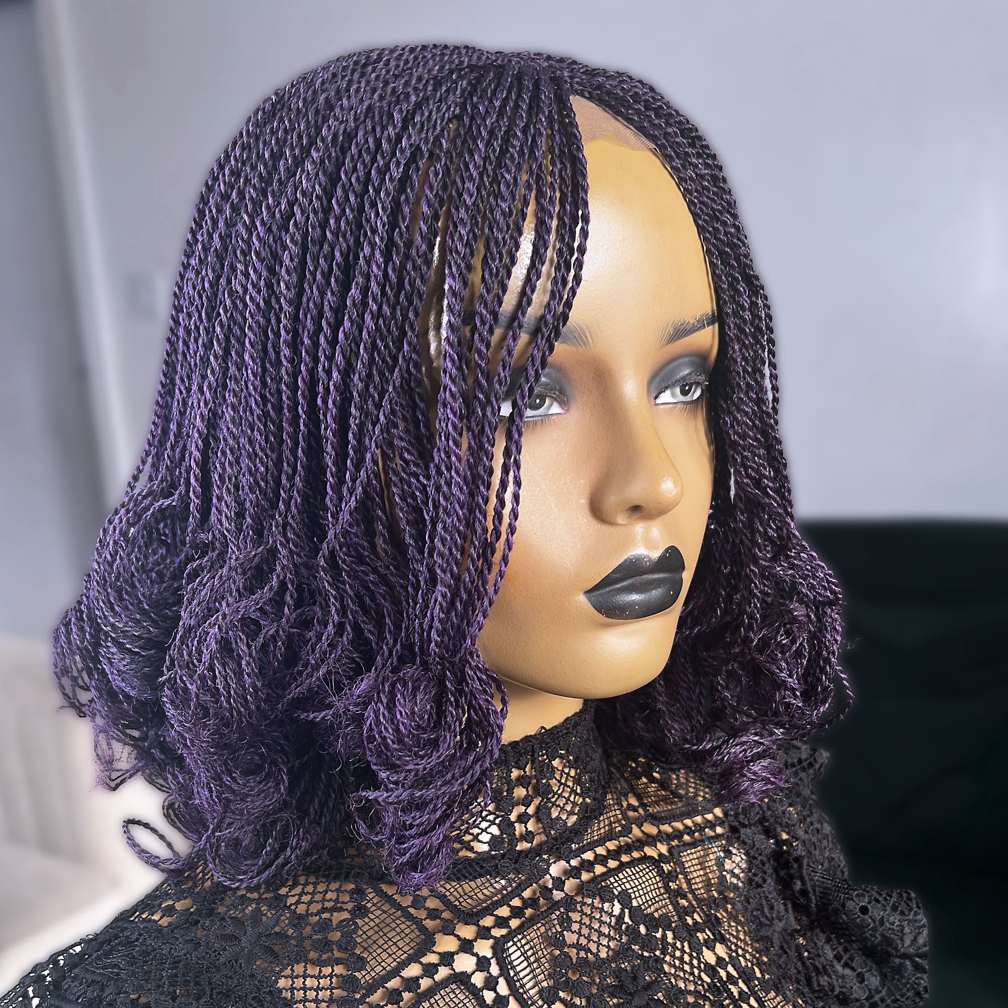 Dark Purple Kinky Twists with Curls