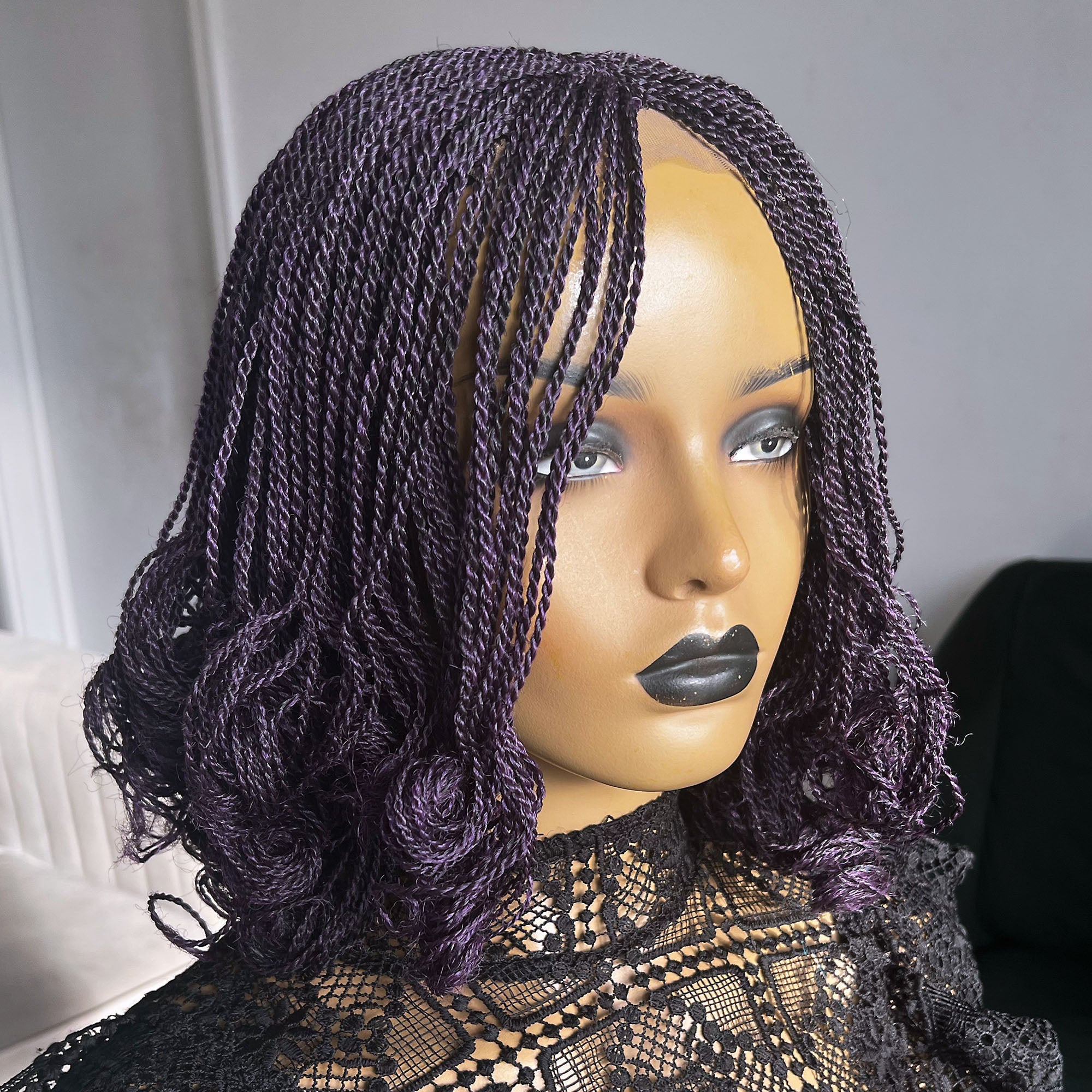 Dark Purple Kinky Twists with Curls