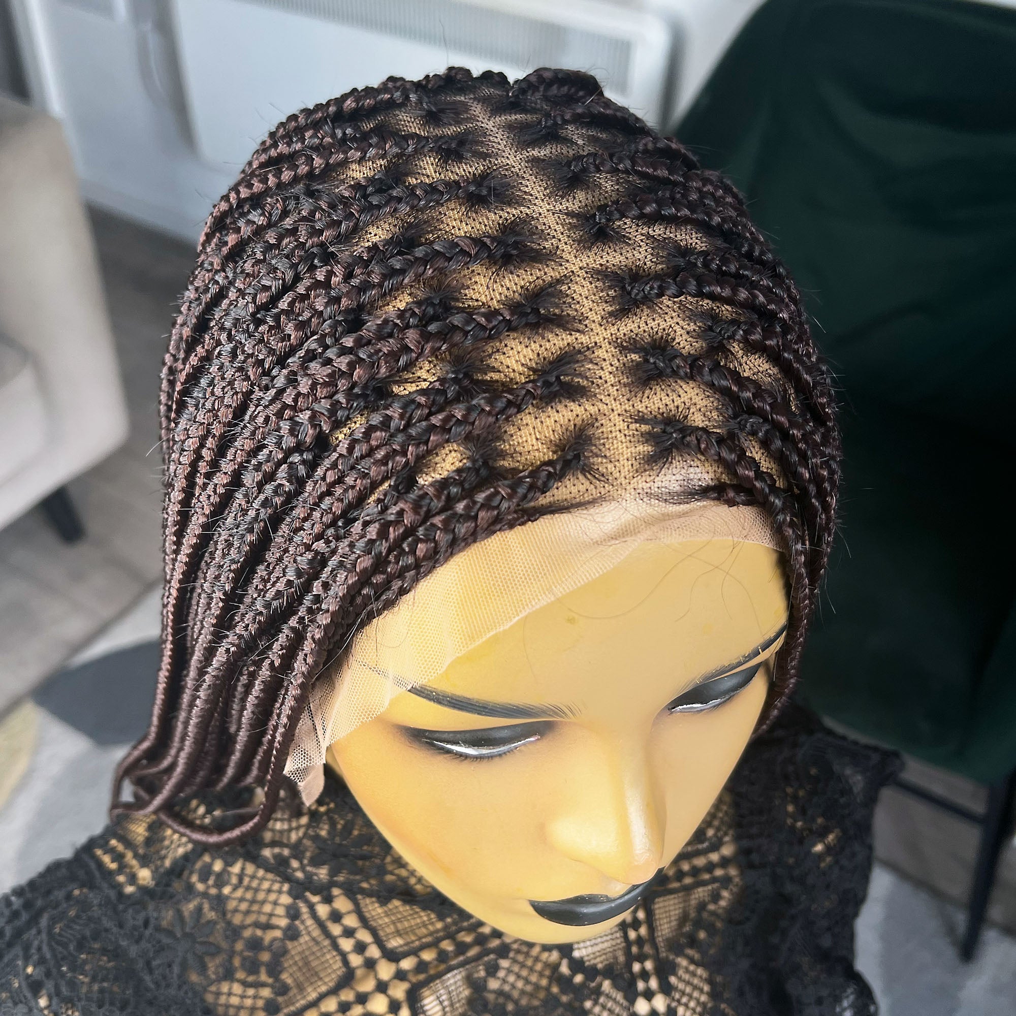 Braided wig lace part color 33 Boho Knotless Braids Colour 33 Closure Box Braided Wig  main image 3