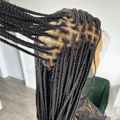 Unique Full Lace Knotless Braids Wig - #1b - UniqueBraidedWigs