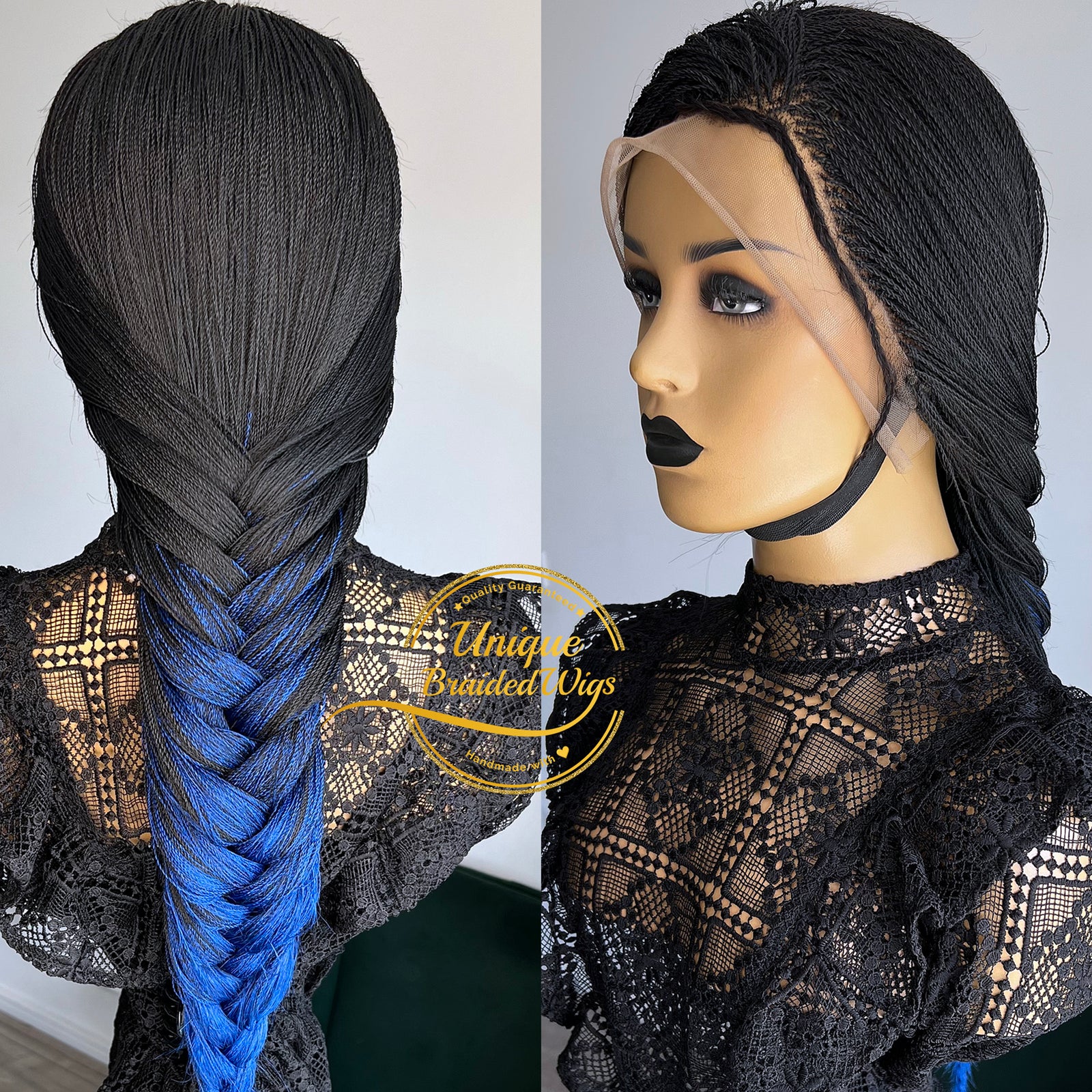 Senegalese Twist Braid Wig Blue Ombre Small Long Micro Braids Royal Baby  Sky Blue Unicorn Mermaid Wig Sale Alopecia Blue Braids 