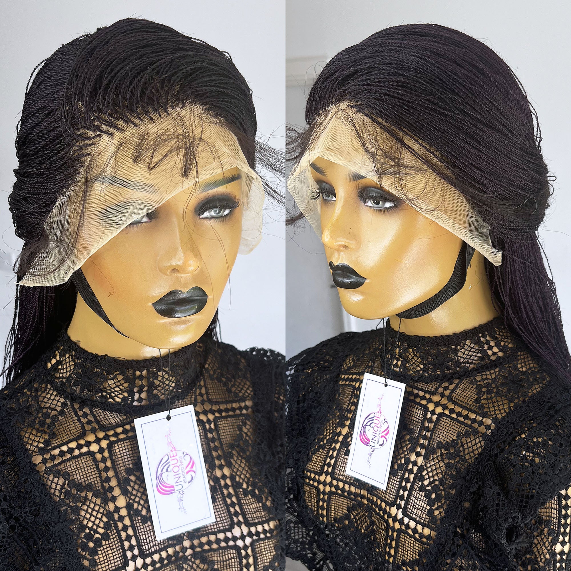 Lace Front Micro Senegalese Twists Braided Wig - Belle - UniqueBraidedWigs